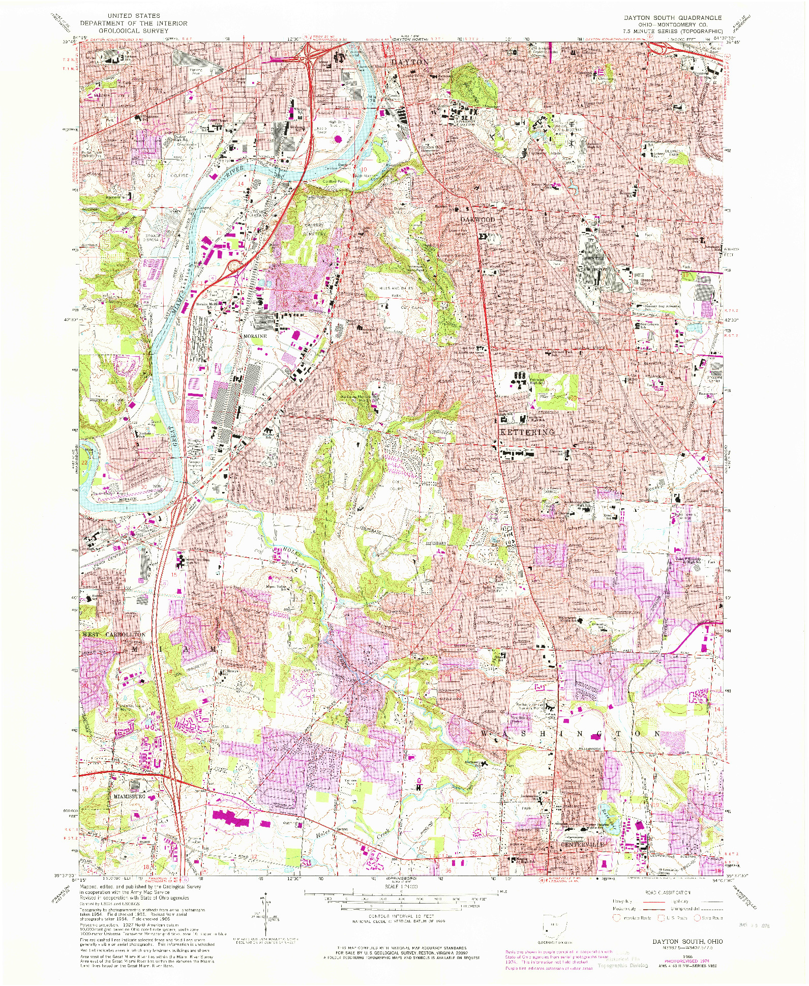 USGS 1:24000-SCALE QUADRANGLE FOR DAYTON SOUTH, OH 1966