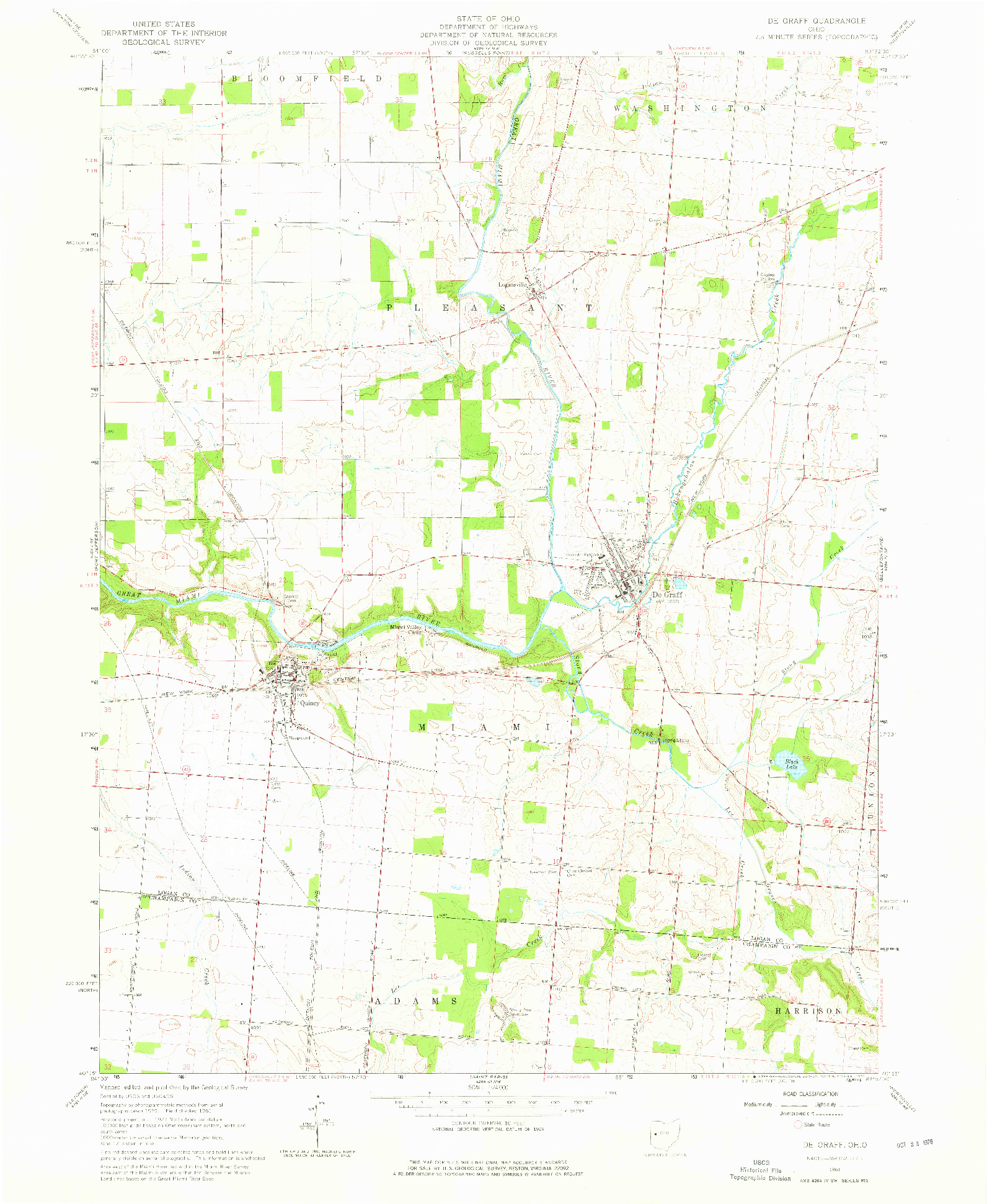 USGS 1:24000-SCALE QUADRANGLE FOR DE GRAFF, OH 1961