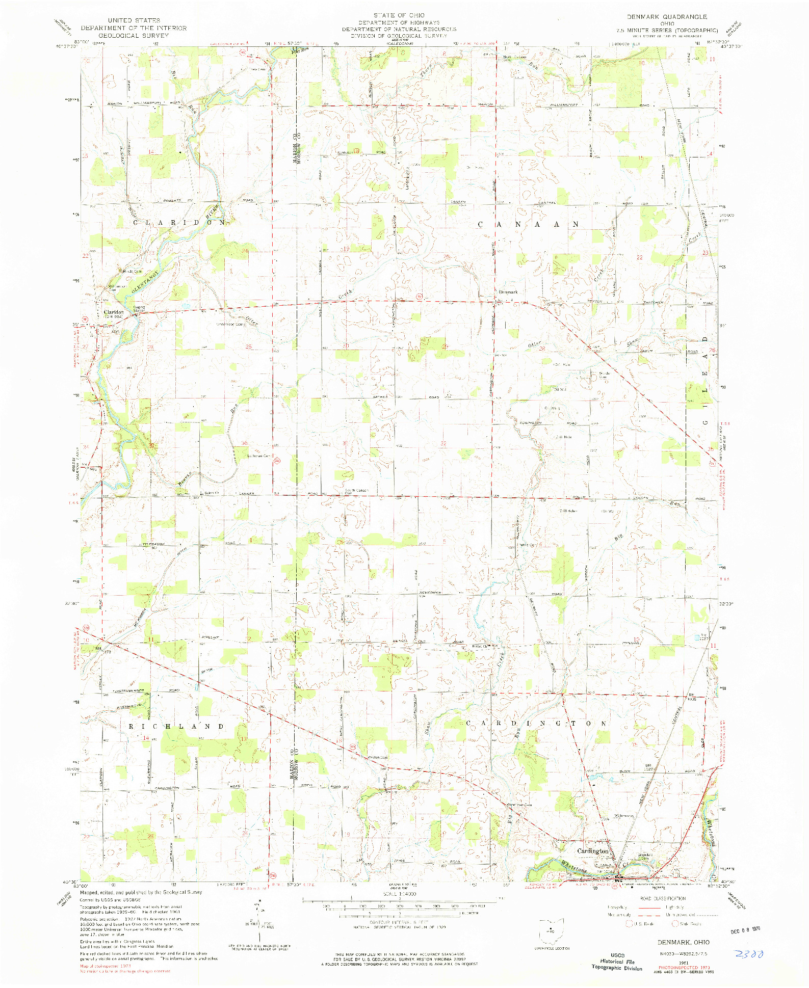 USGS 1:24000-SCALE QUADRANGLE FOR DENMARK, OH 1961