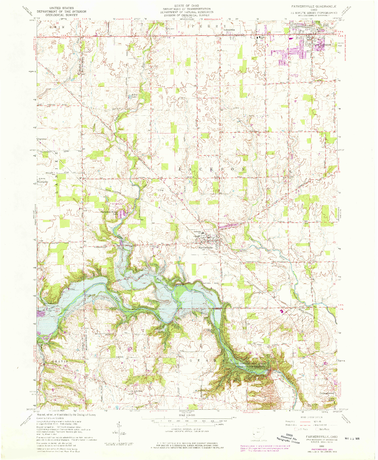 USGS 1:24000-SCALE QUADRANGLE FOR FARMERSVILLE, OH 1960