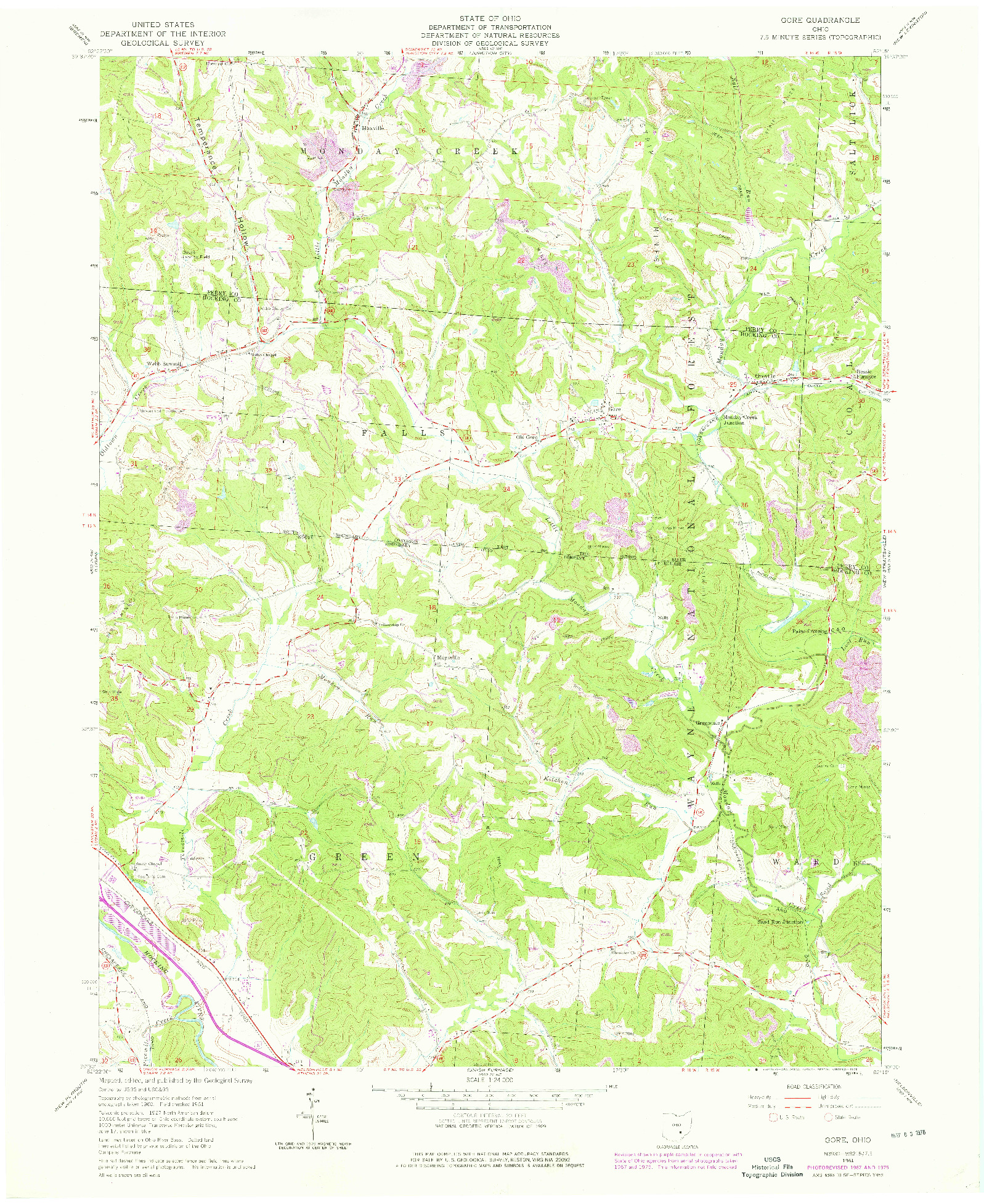 USGS 1:24000-SCALE QUADRANGLE FOR GORE, OH 1961