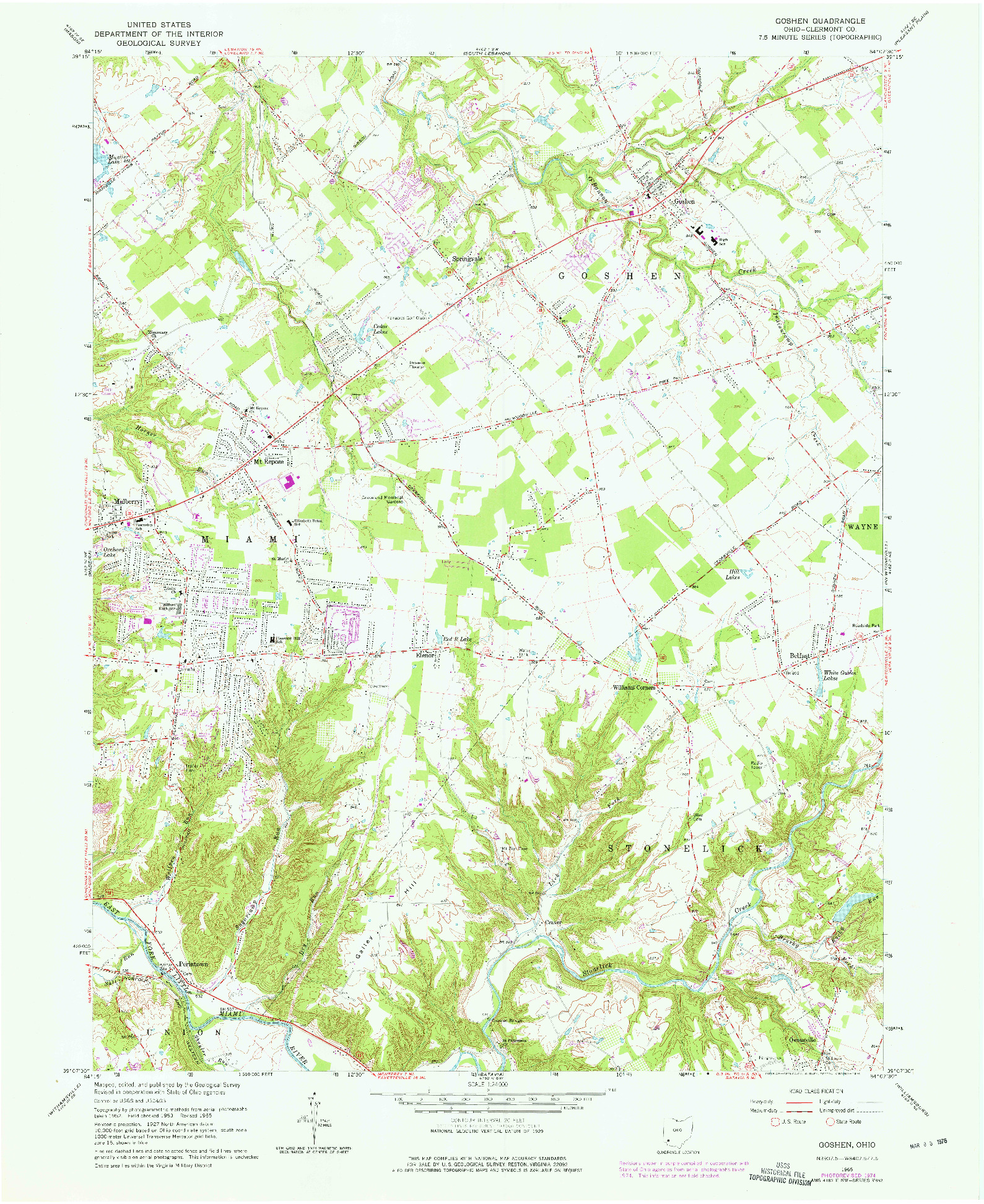 USGS 1:24000-SCALE QUADRANGLE FOR GOSHEN, OH 1965