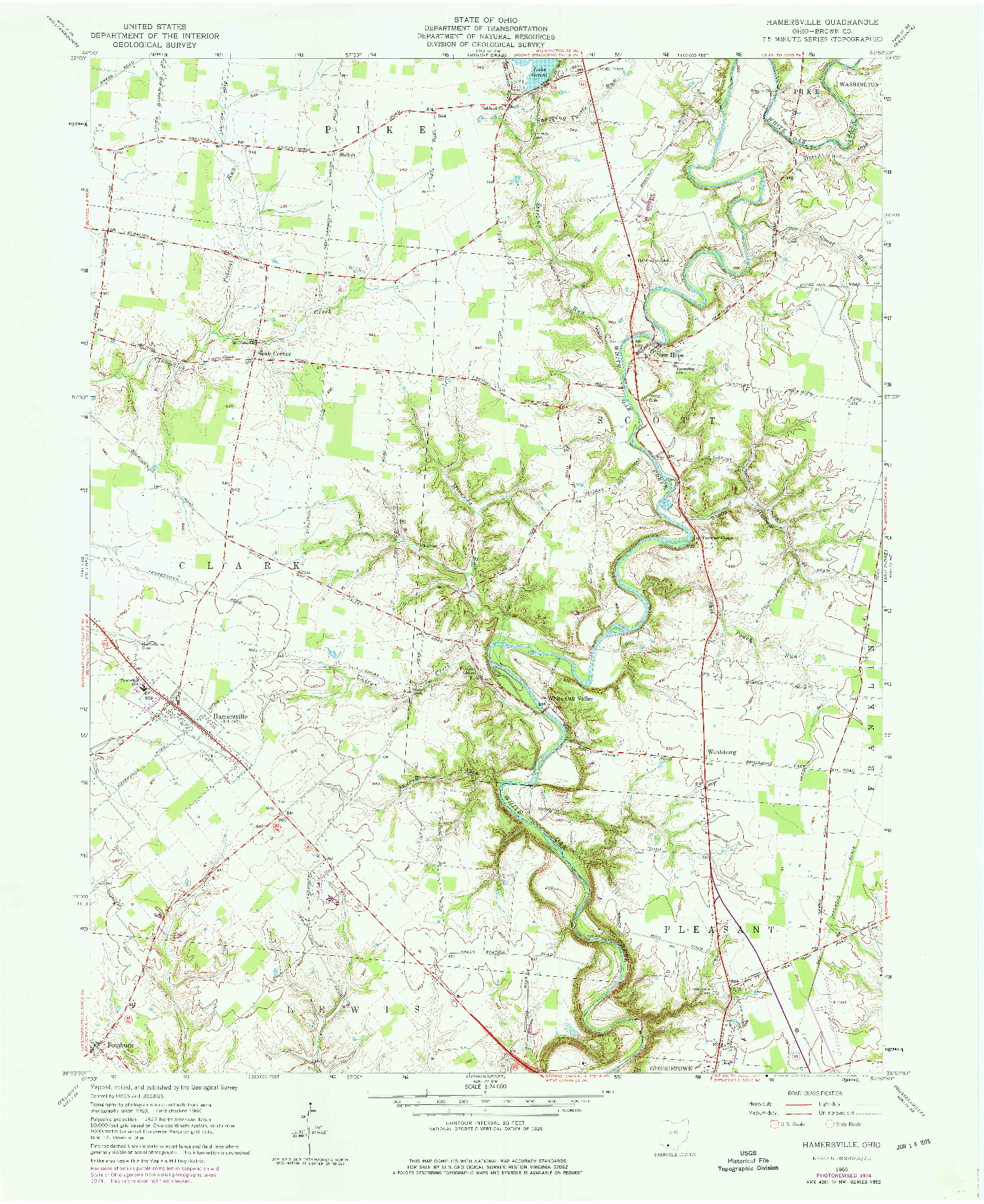 USGS 1:24000-SCALE QUADRANGLE FOR HAMERSVILLE, OH 1960