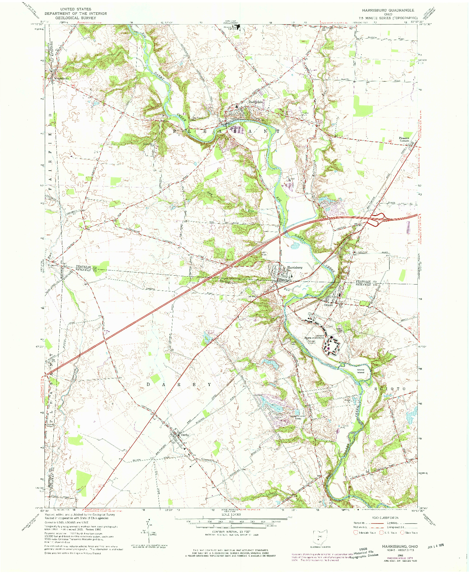 USGS 1:24000-SCALE QUADRANGLE FOR HARRISBURG, OH 1966