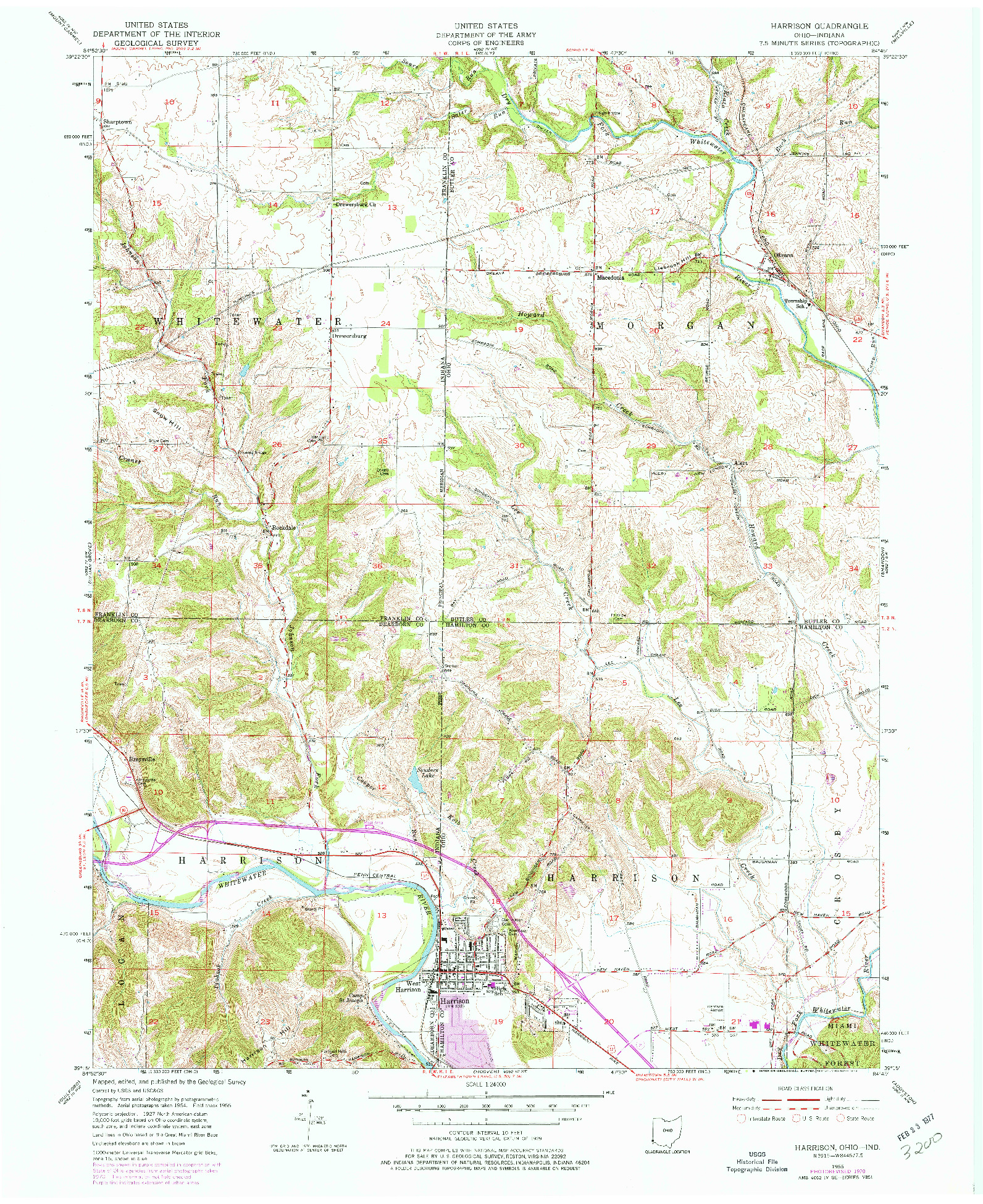 USGS 1:24000-SCALE QUADRANGLE FOR HARRISON, OH 1955