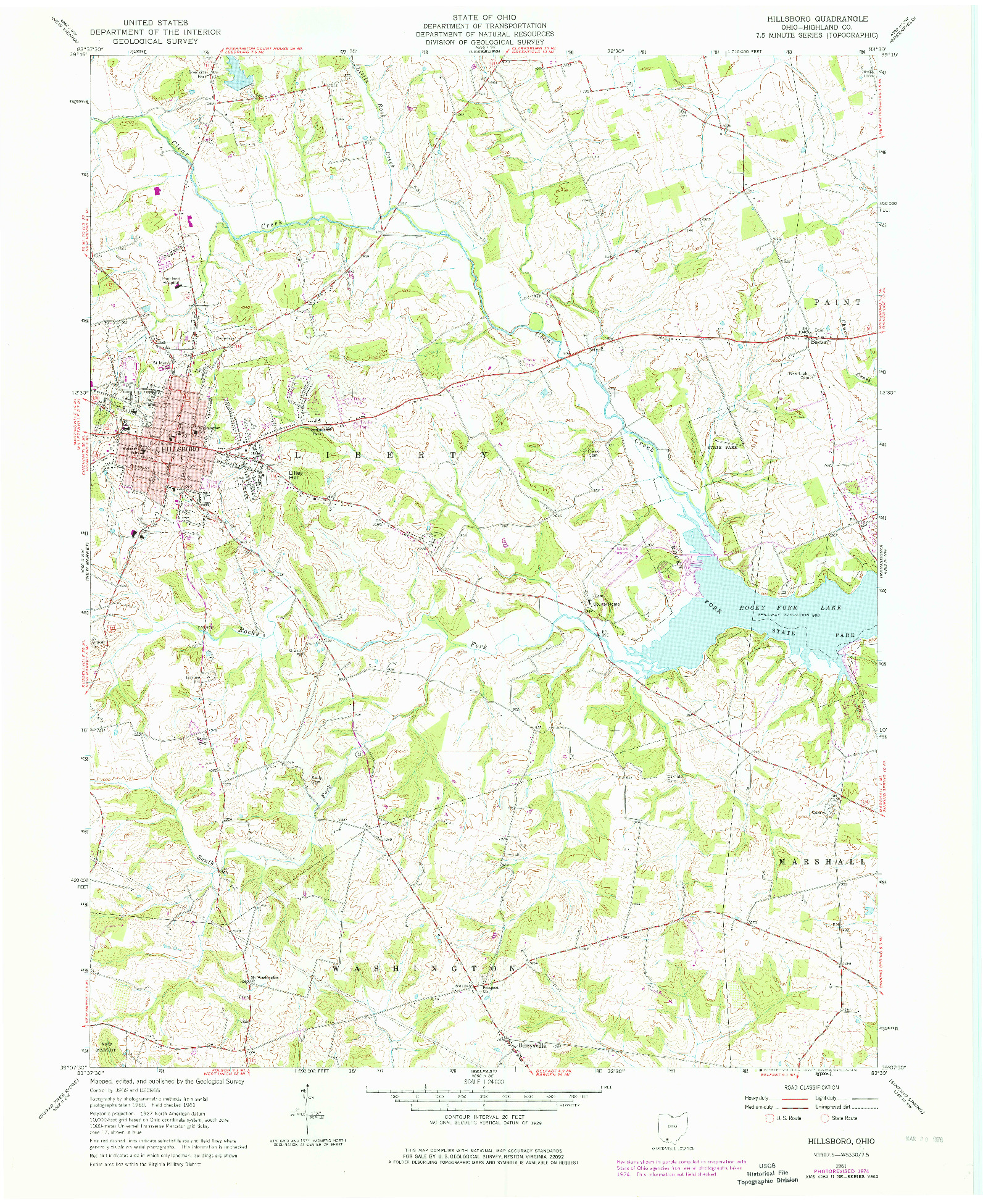 USGS 1:24000-SCALE QUADRANGLE FOR HILLSBORO, OH 1961