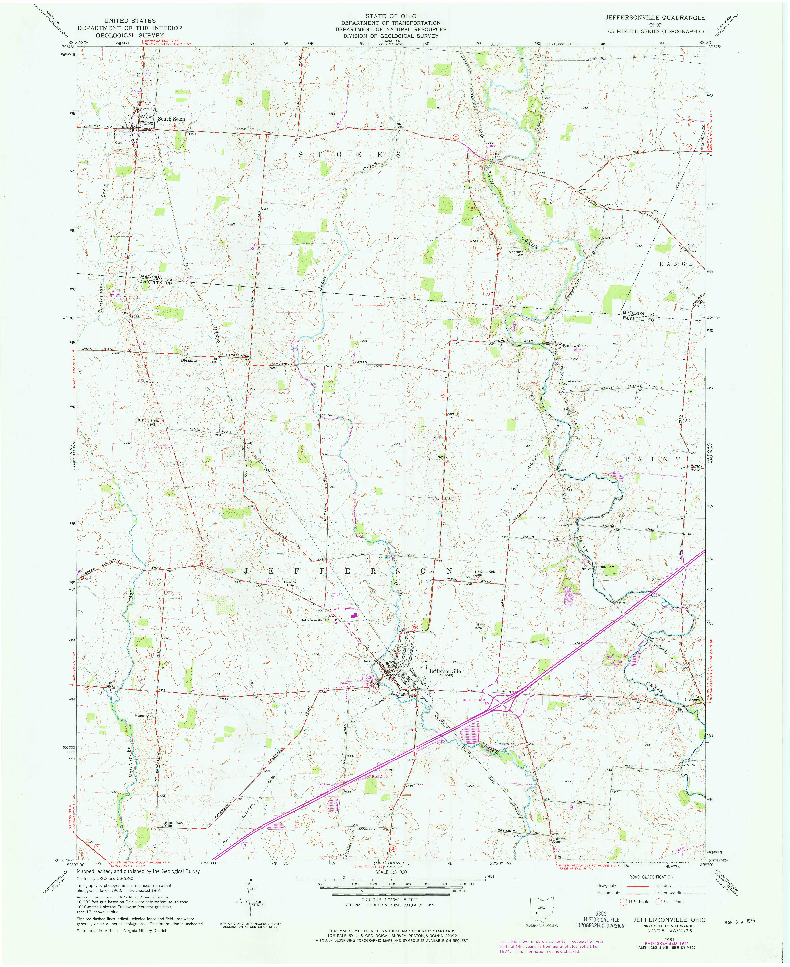 USGS 1:24000-SCALE QUADRANGLE FOR JEFFERSONVILLE, OH 1961
