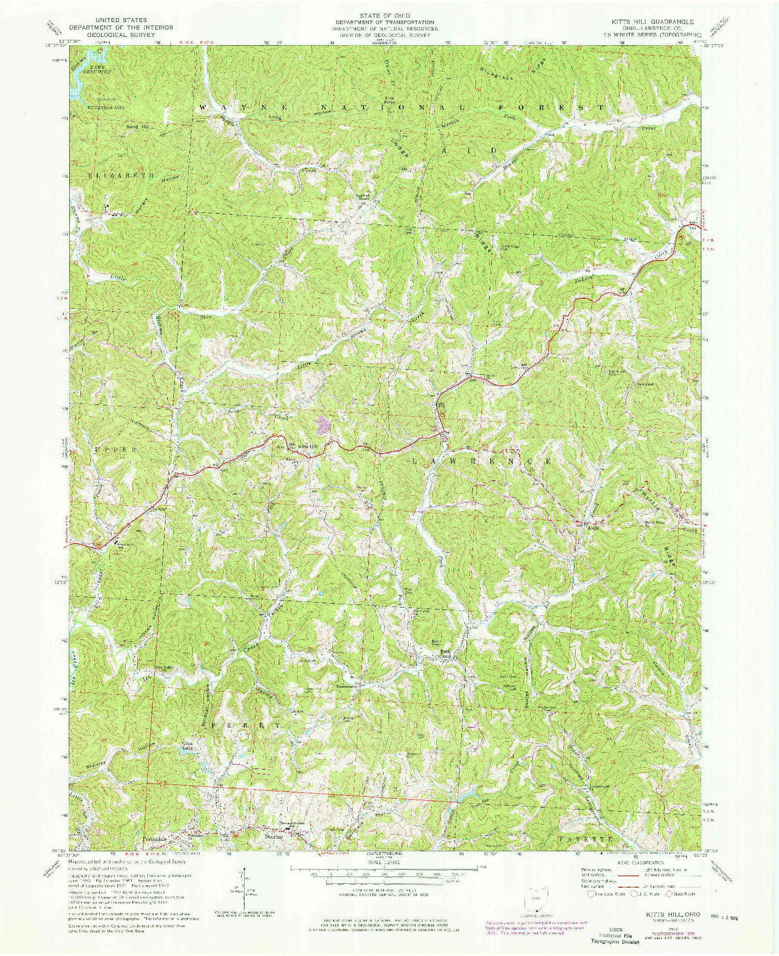 USGS 1:24000-SCALE QUADRANGLE FOR KITTS HILL, OH 1972