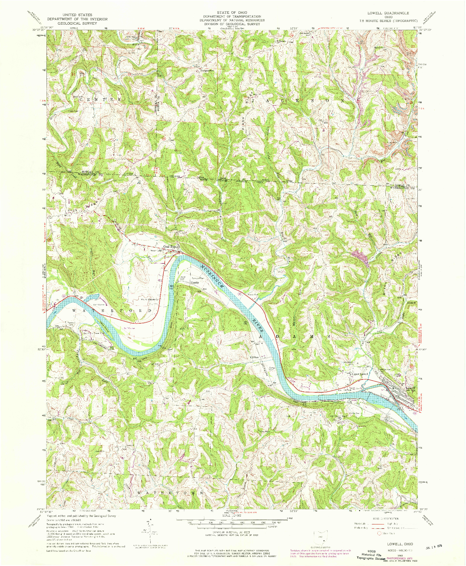 USGS 1:24000-SCALE QUADRANGLE FOR LOWELL, OH 1961