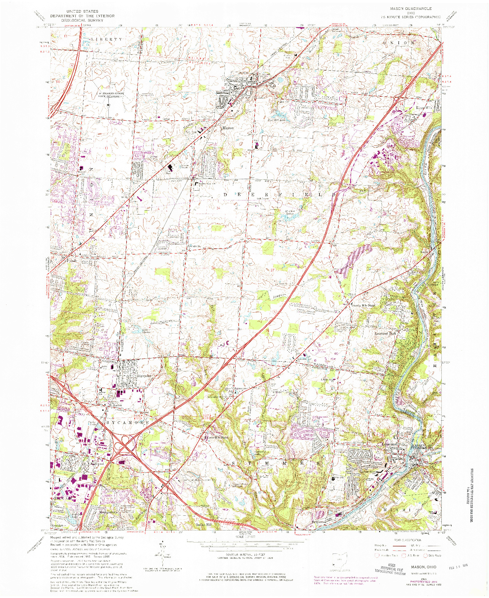 USGS 1:24000-SCALE QUADRANGLE FOR MASON, OH 1965