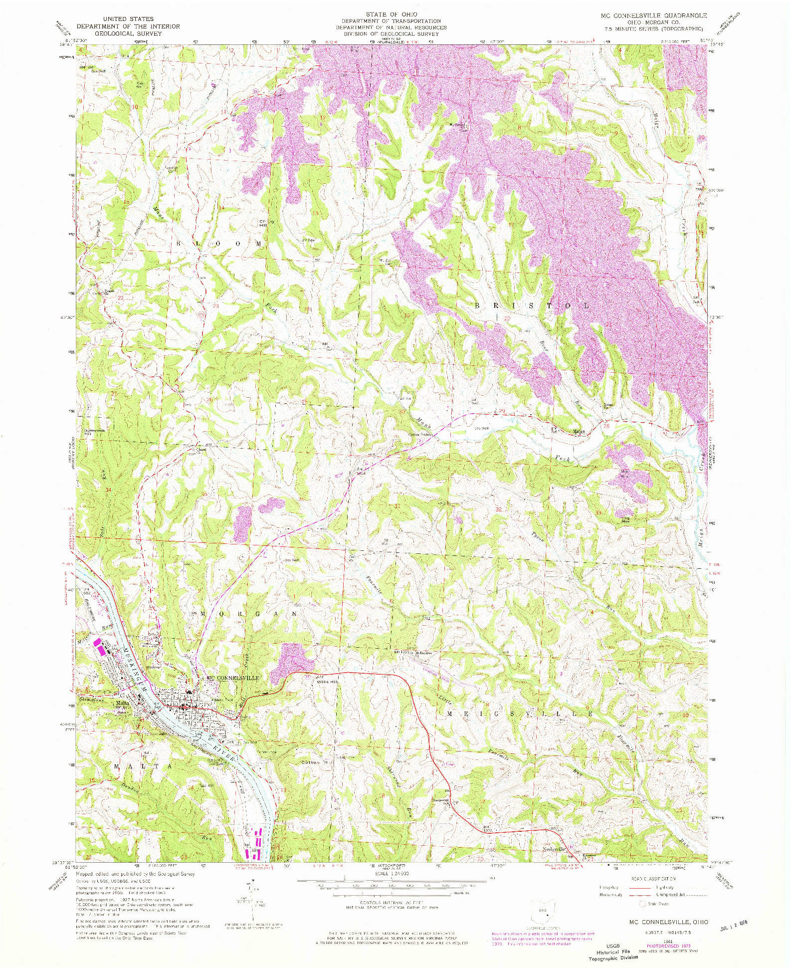 USGS 1:24000-SCALE QUADRANGLE FOR MC CONNELSVILLE, OH 1961