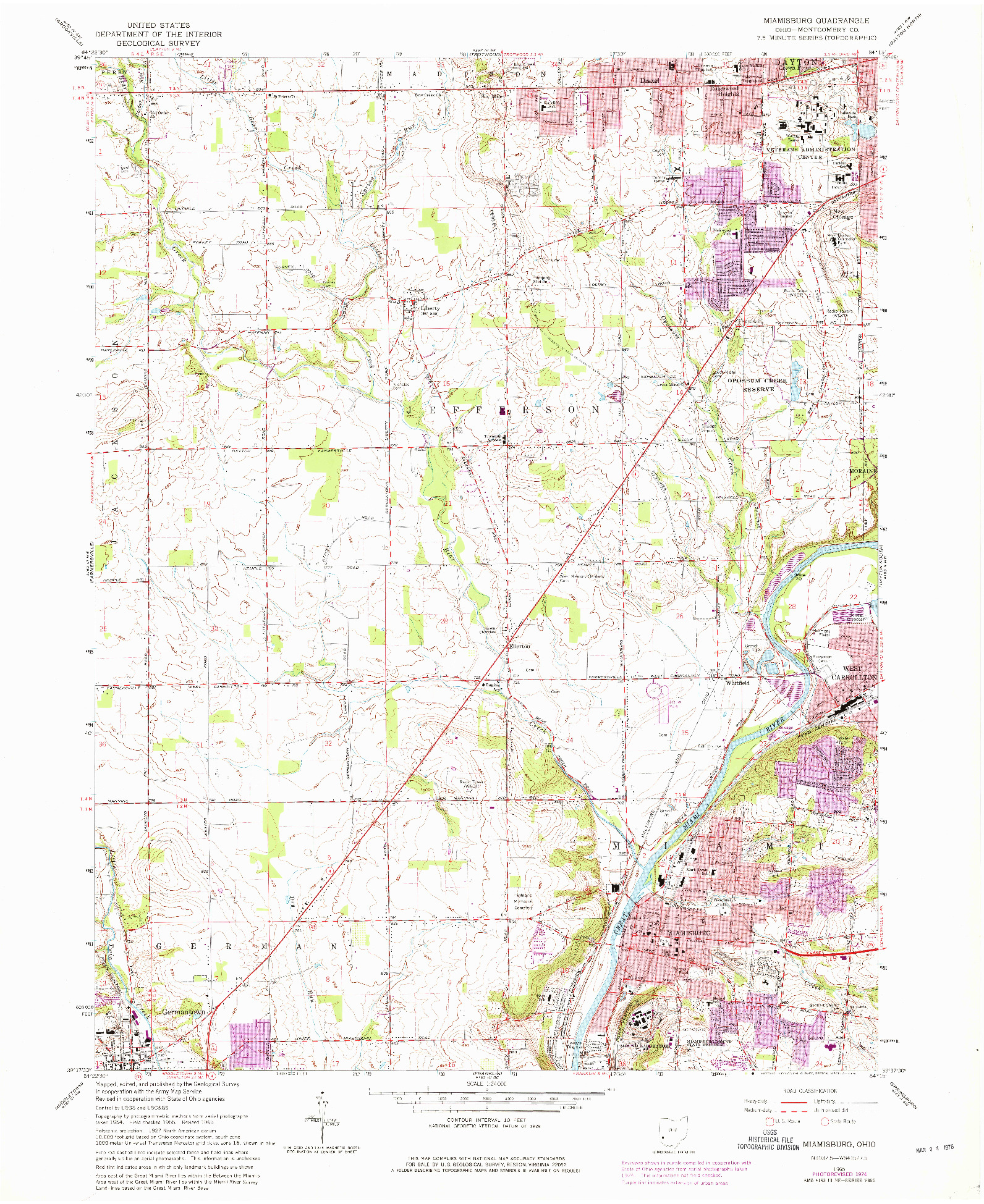 USGS 1:24000-SCALE QUADRANGLE FOR MIAMISBURG, OH 1965