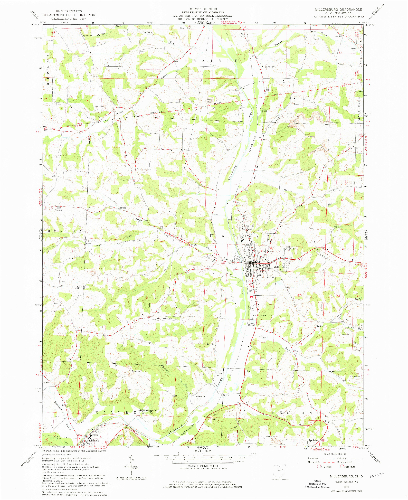 USGS 1:24000-SCALE QUADRANGLE FOR MILLERSBURG, OH 1961