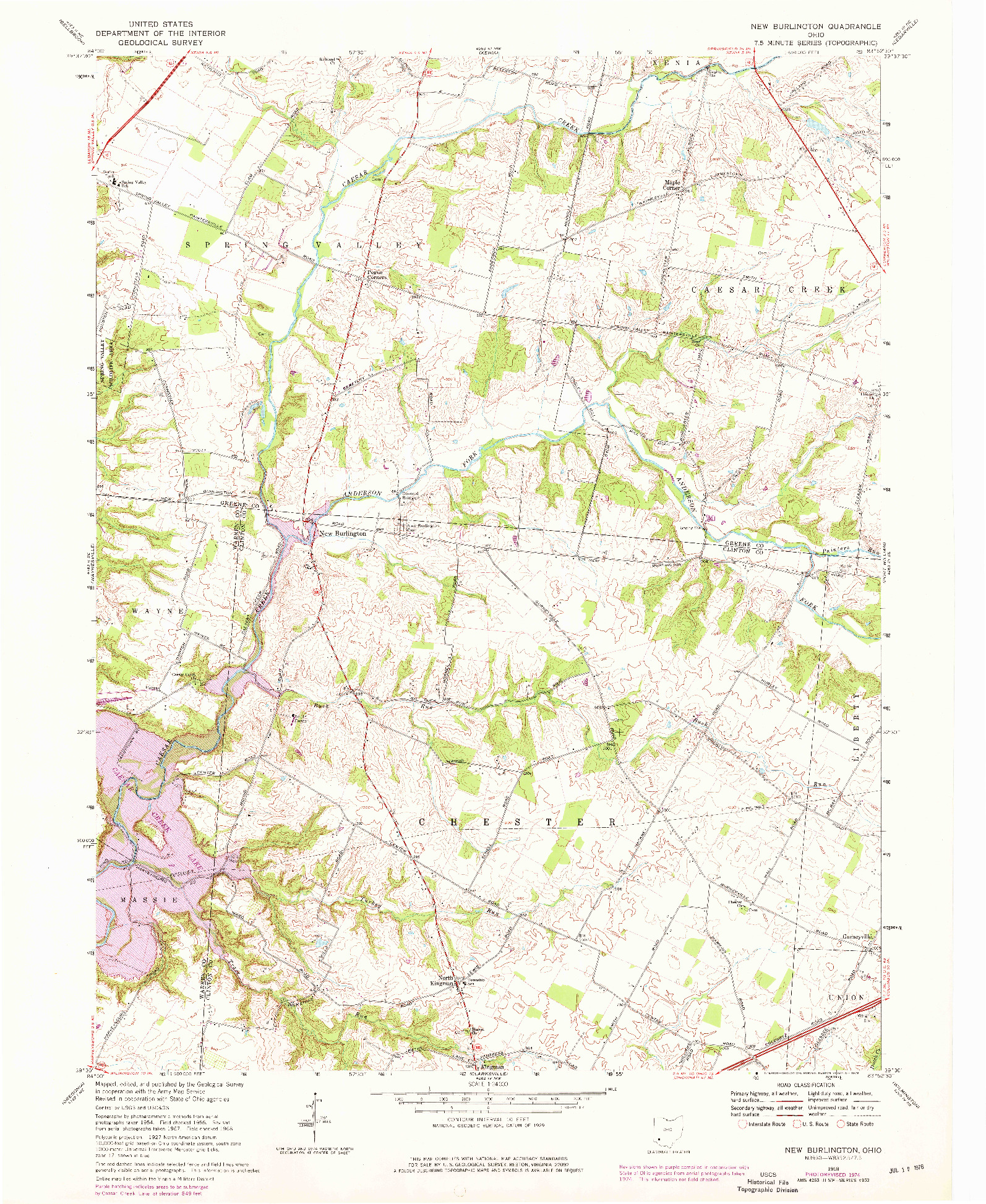 USGS 1:24000-SCALE QUADRANGLE FOR NEW BURLINGTON, OH 1968