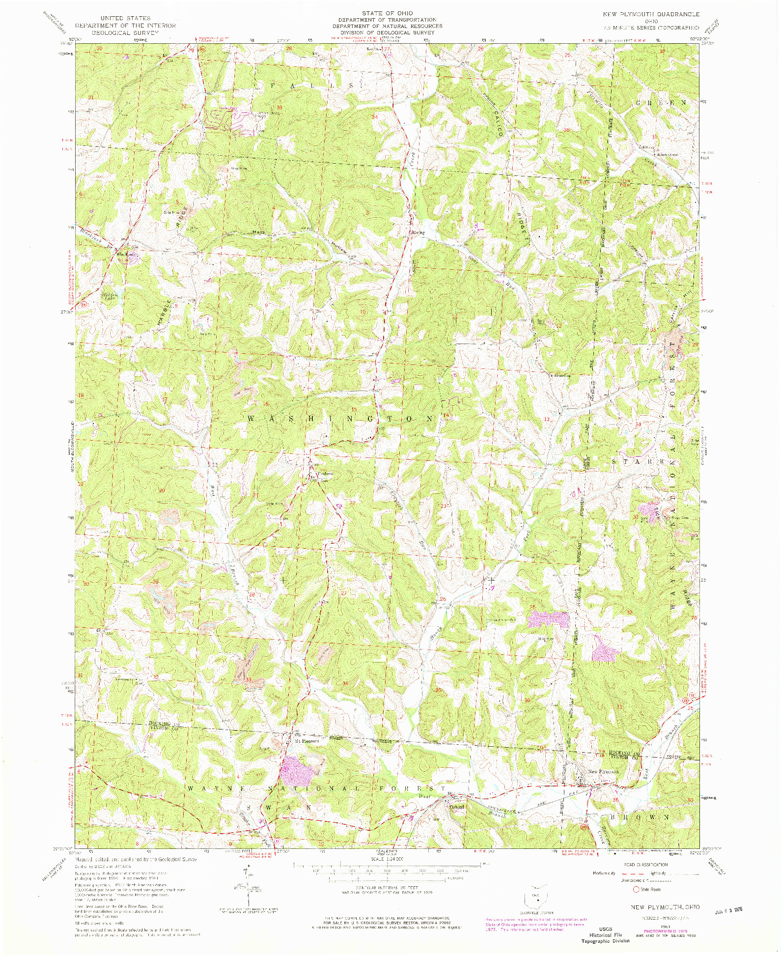 USGS 1:24000-SCALE QUADRANGLE FOR NEW PLYMOUTH, OH 1961