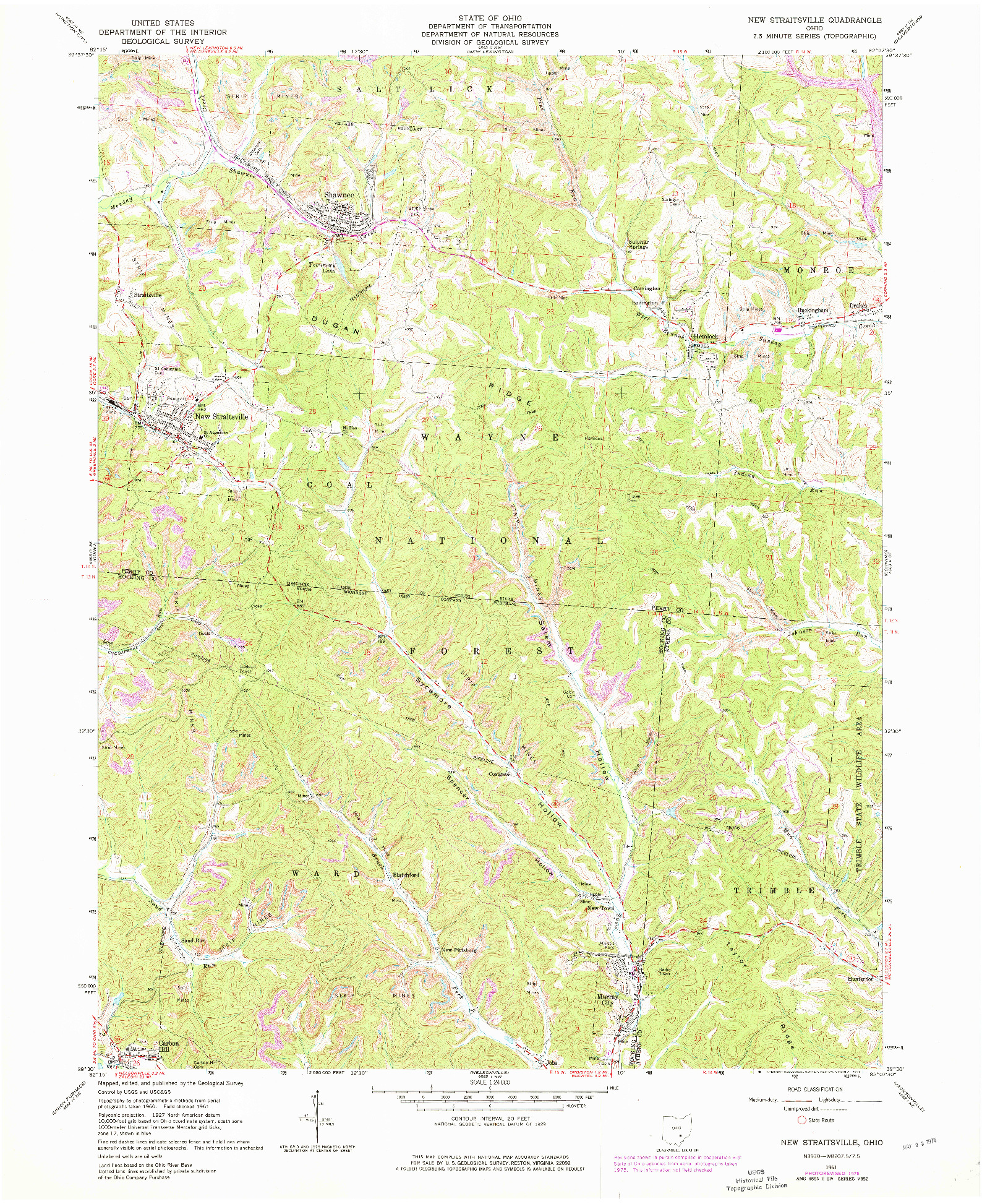 USGS 1:24000-SCALE QUADRANGLE FOR NEW STRAITSVILLE, OH 1961
