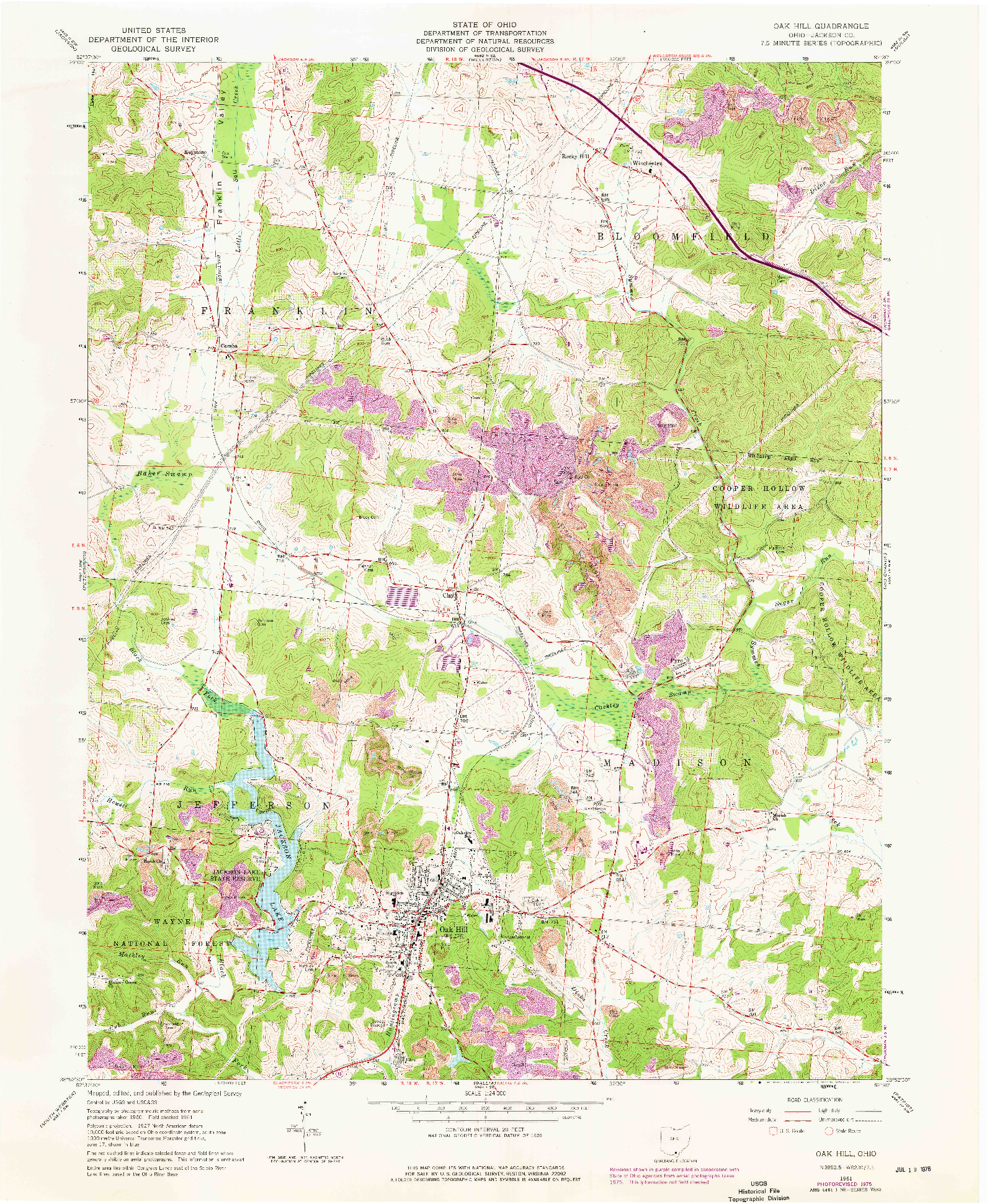 USGS 1:24000-SCALE QUADRANGLE FOR OAK HILL, OH 1961