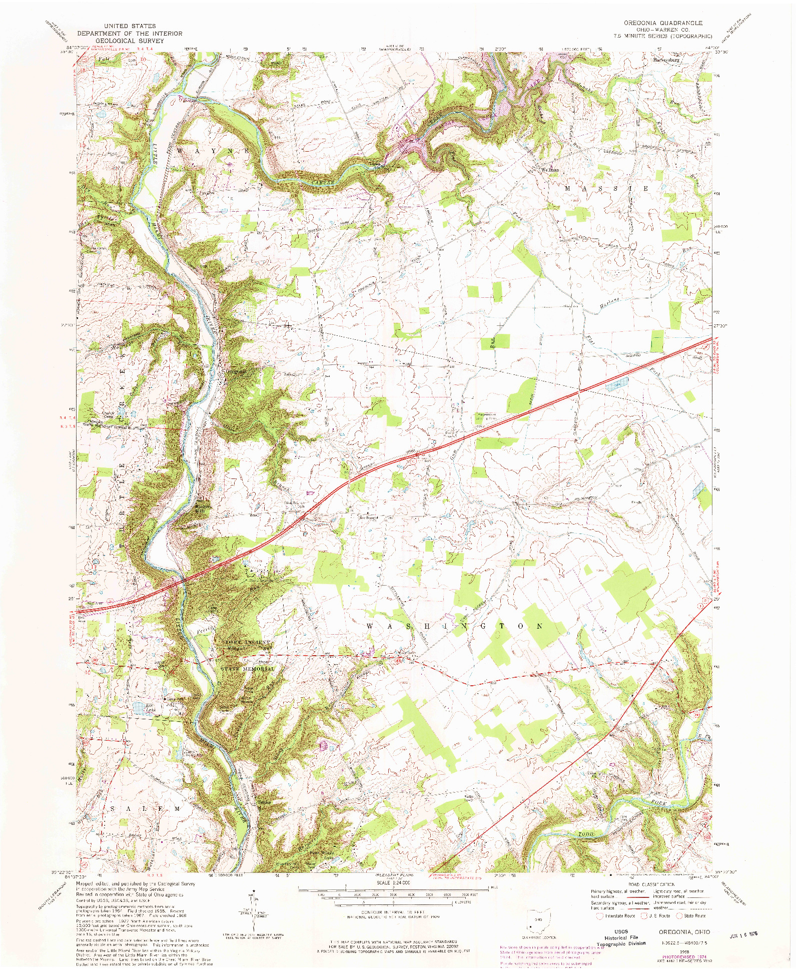 USGS 1:24000-SCALE QUADRANGLE FOR OREGONIA, OH 1968