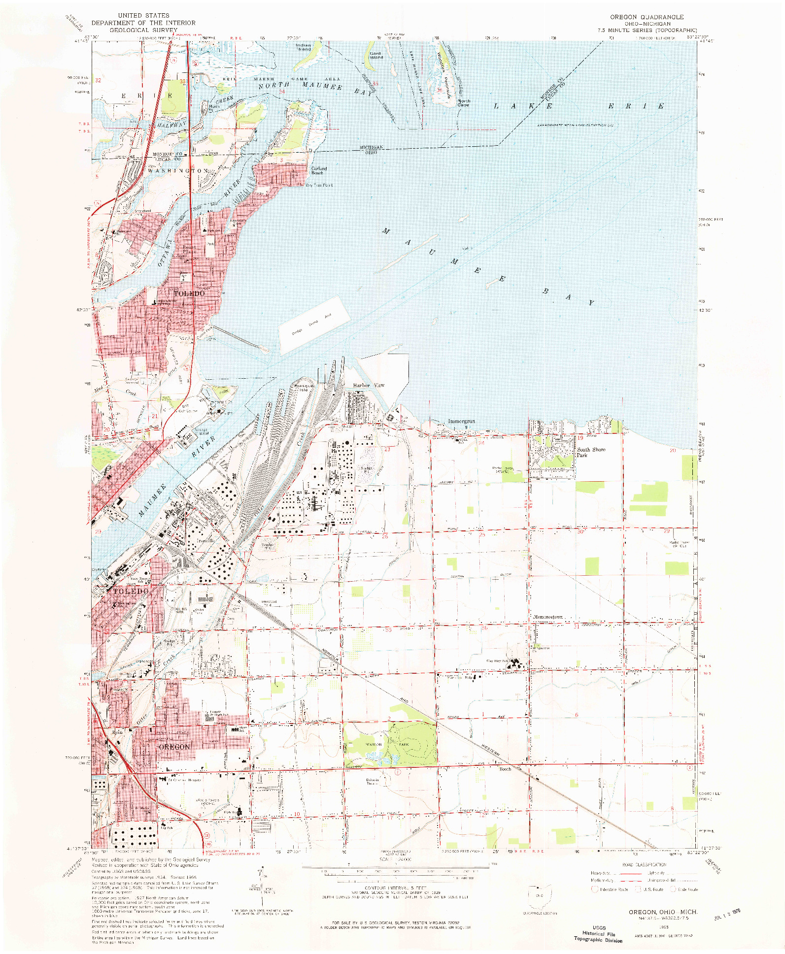 USGS 1:24000-SCALE QUADRANGLE FOR OREGON, OH 1965