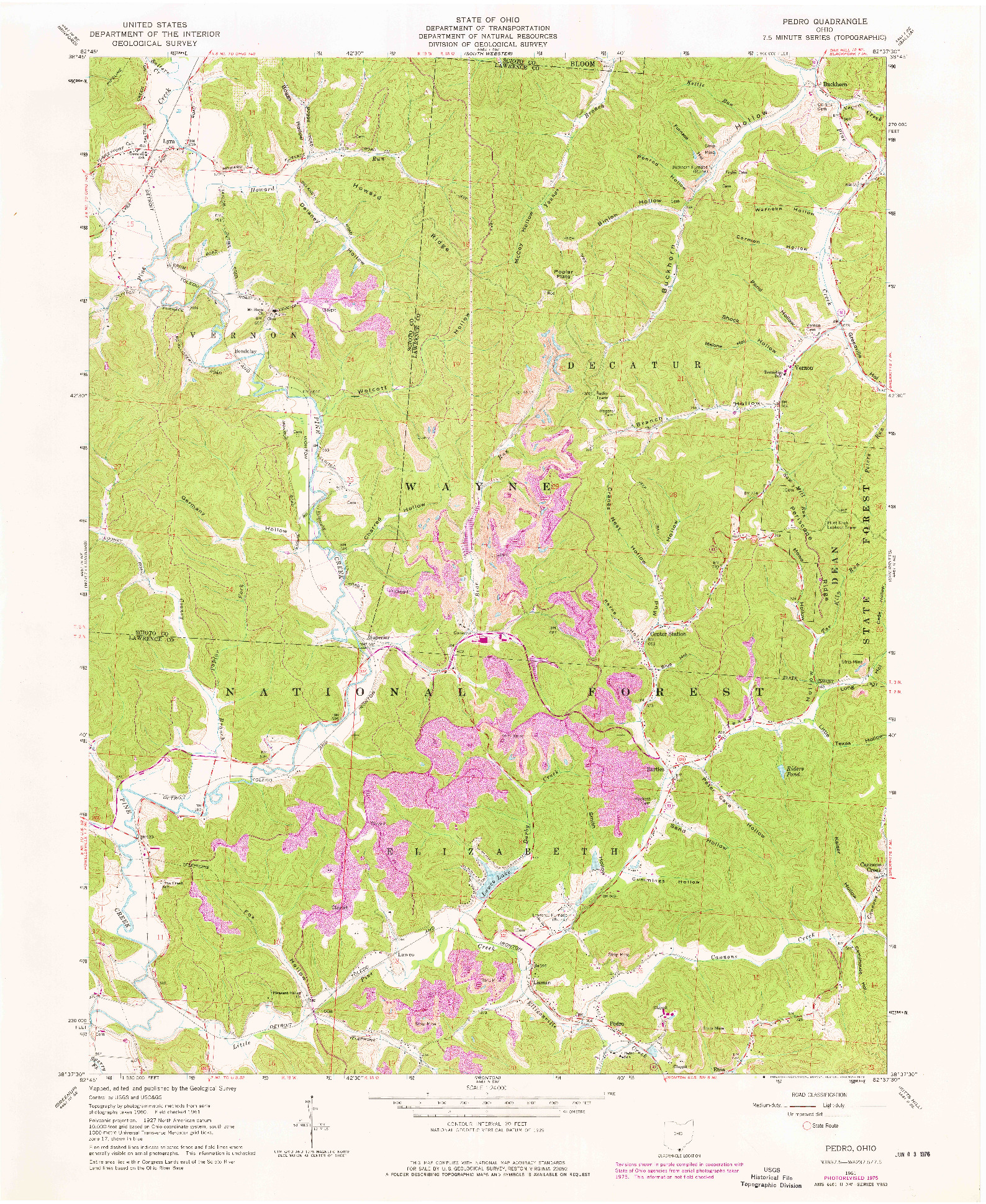 USGS 1:24000-SCALE QUADRANGLE FOR PEDRO, OH 1961