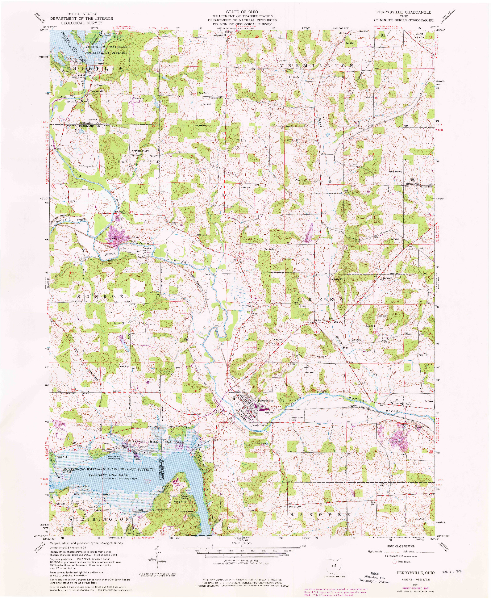 USGS 1:24000-SCALE QUADRANGLE FOR PERRYSVILLE, OH 1961