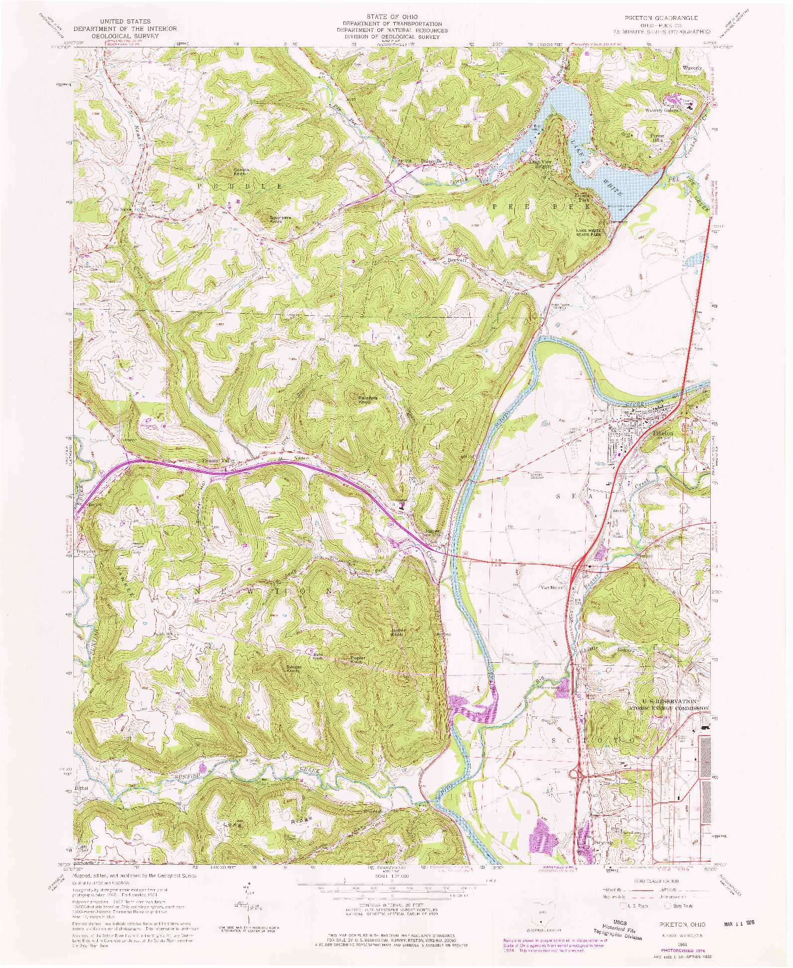 USGS 1:24000-SCALE QUADRANGLE FOR PIKETON, OH 1961