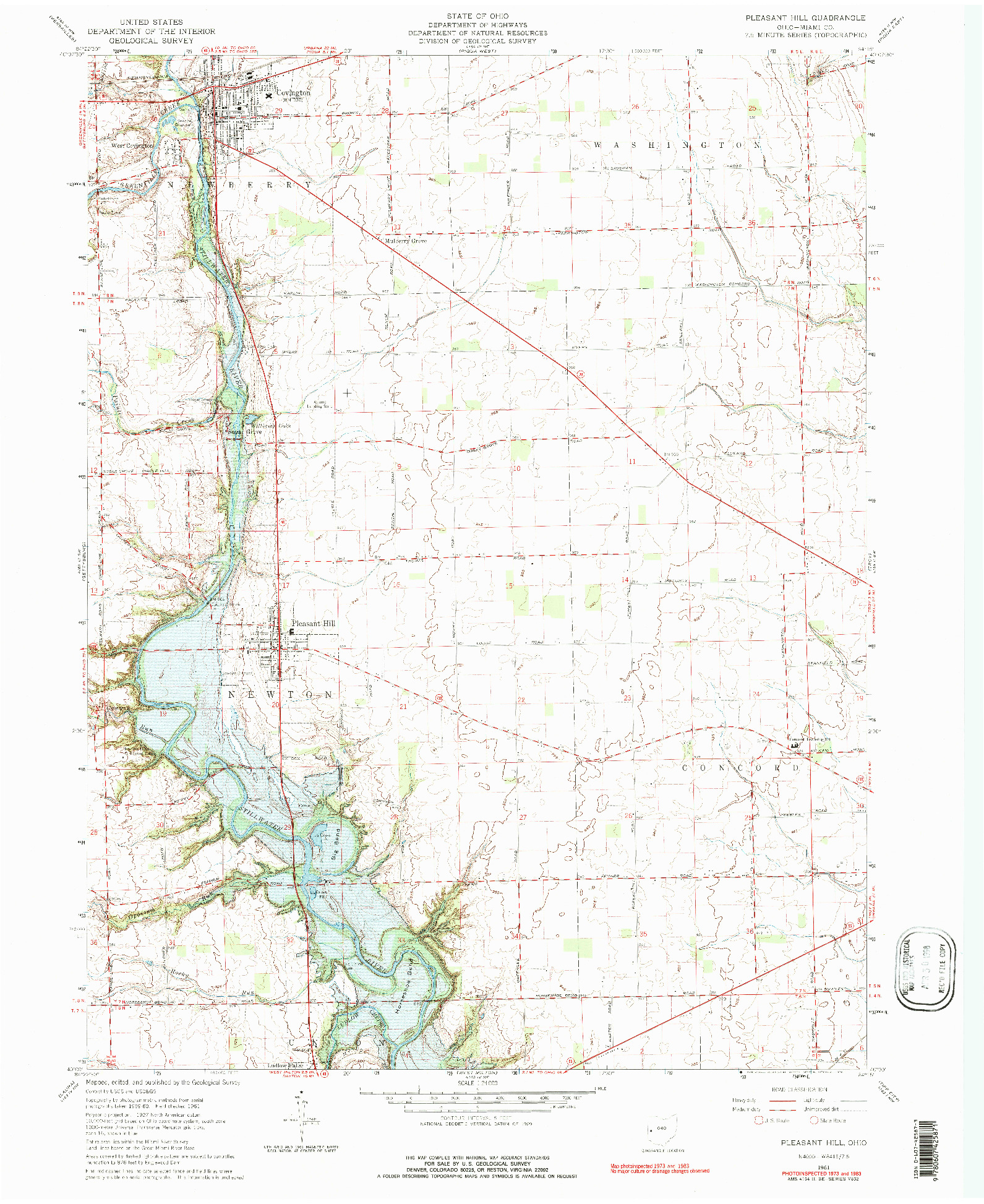 USGS 1:24000-SCALE QUADRANGLE FOR PLEASANT HILL, OH 1961