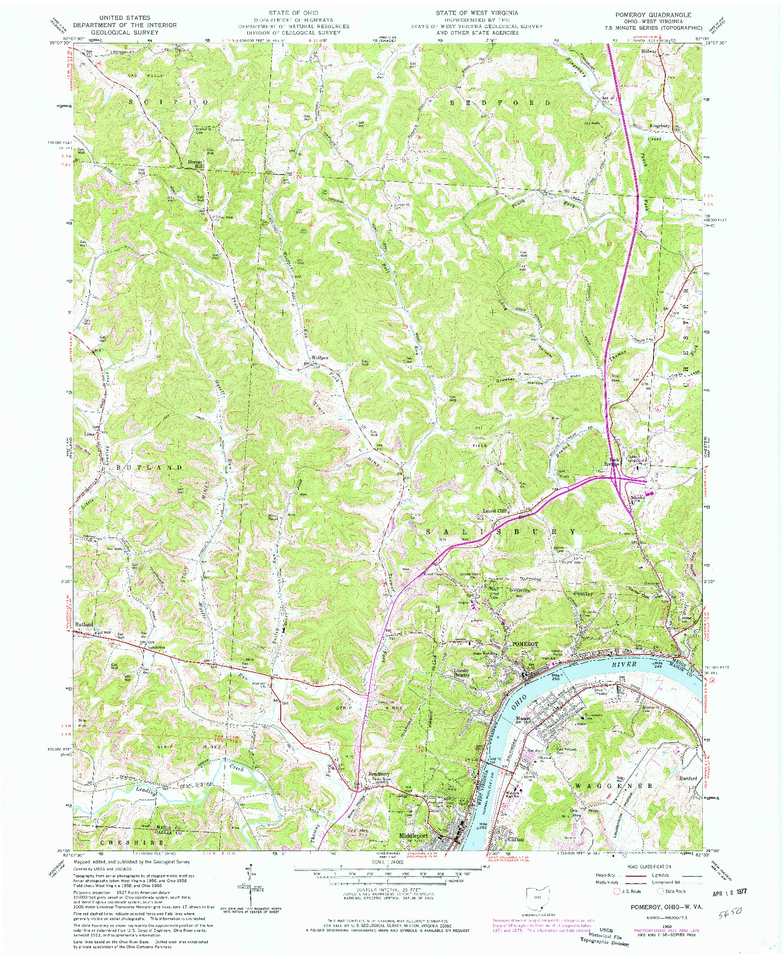 USGS 1:24000-SCALE QUADRANGLE FOR POMEROY, OH 1960