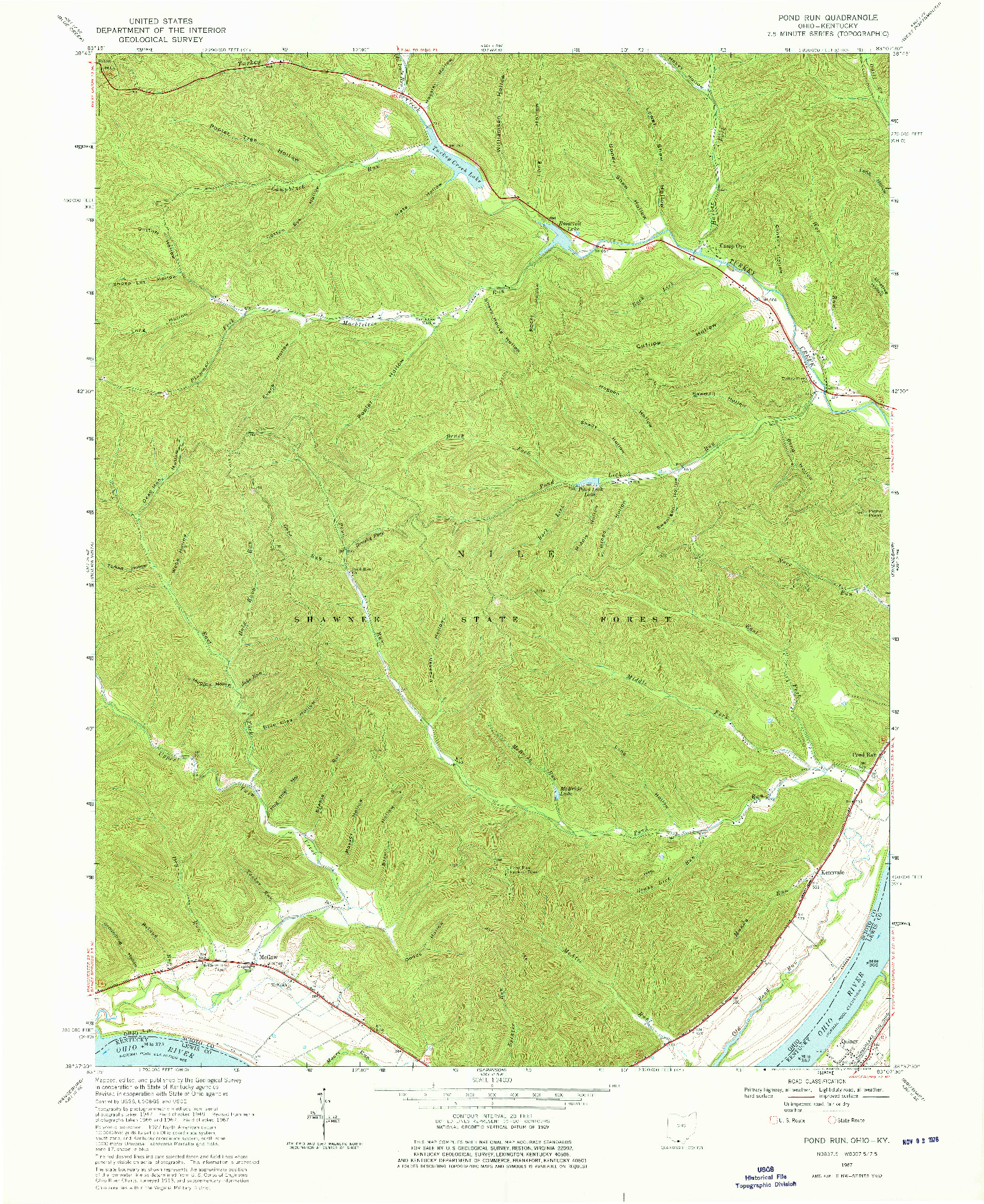 USGS 1:24000-SCALE QUADRANGLE FOR POND RUN, OH 1967