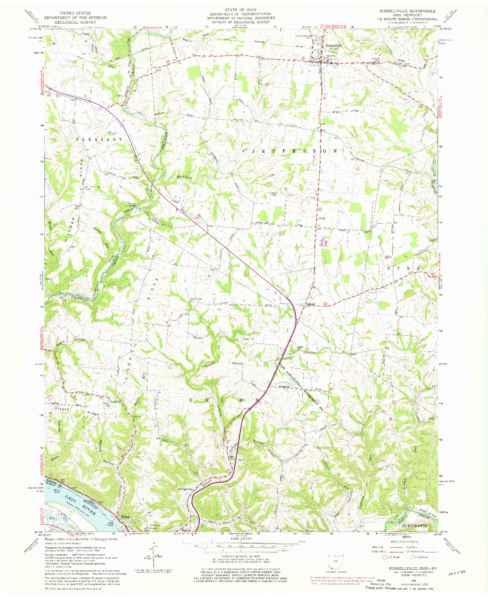 USGS 1:24000-SCALE QUADRANGLE FOR RUSSELLVILLE, OH 1961
