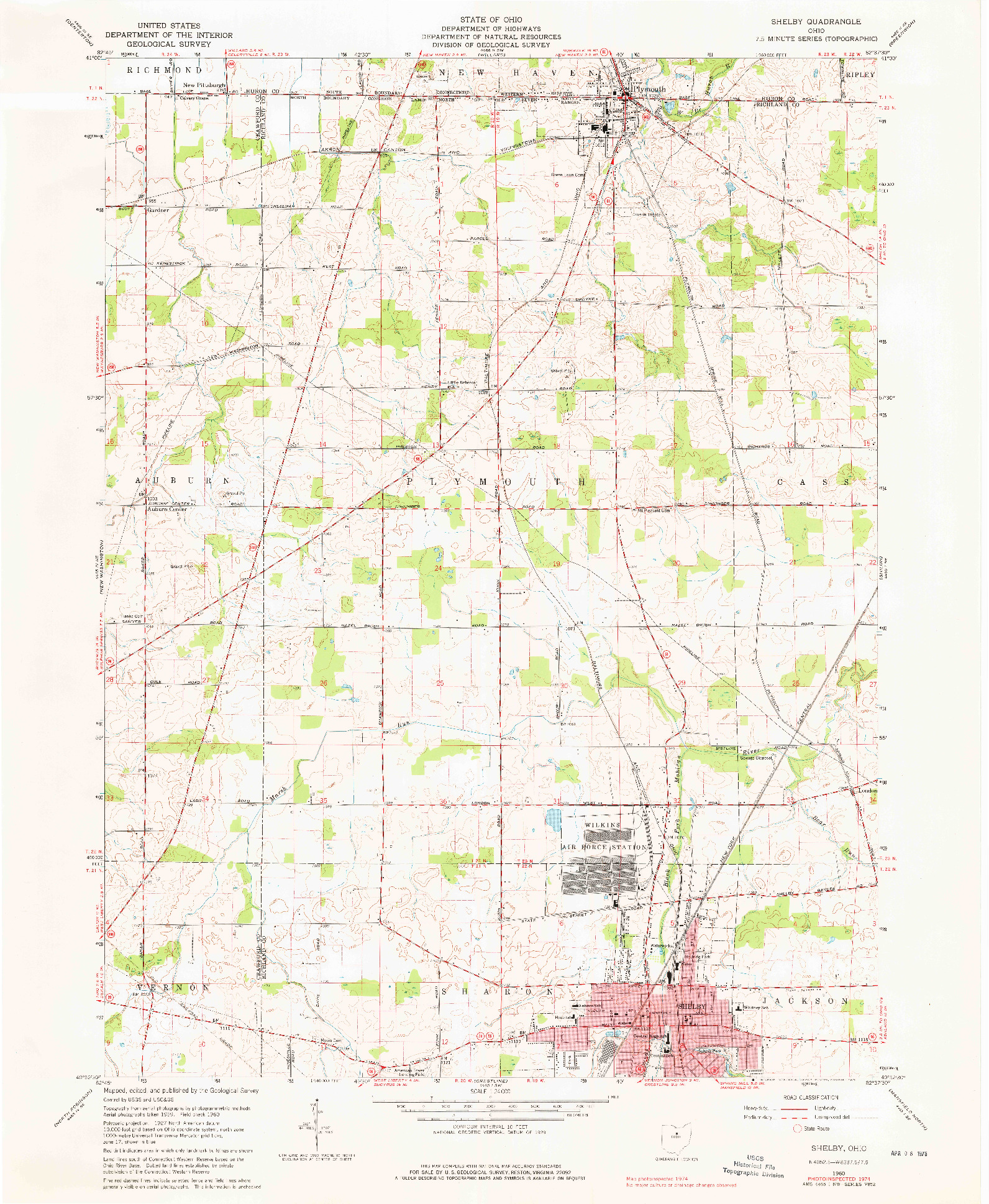 USGS 1:24000-SCALE QUADRANGLE FOR SHELBY, OH 1960