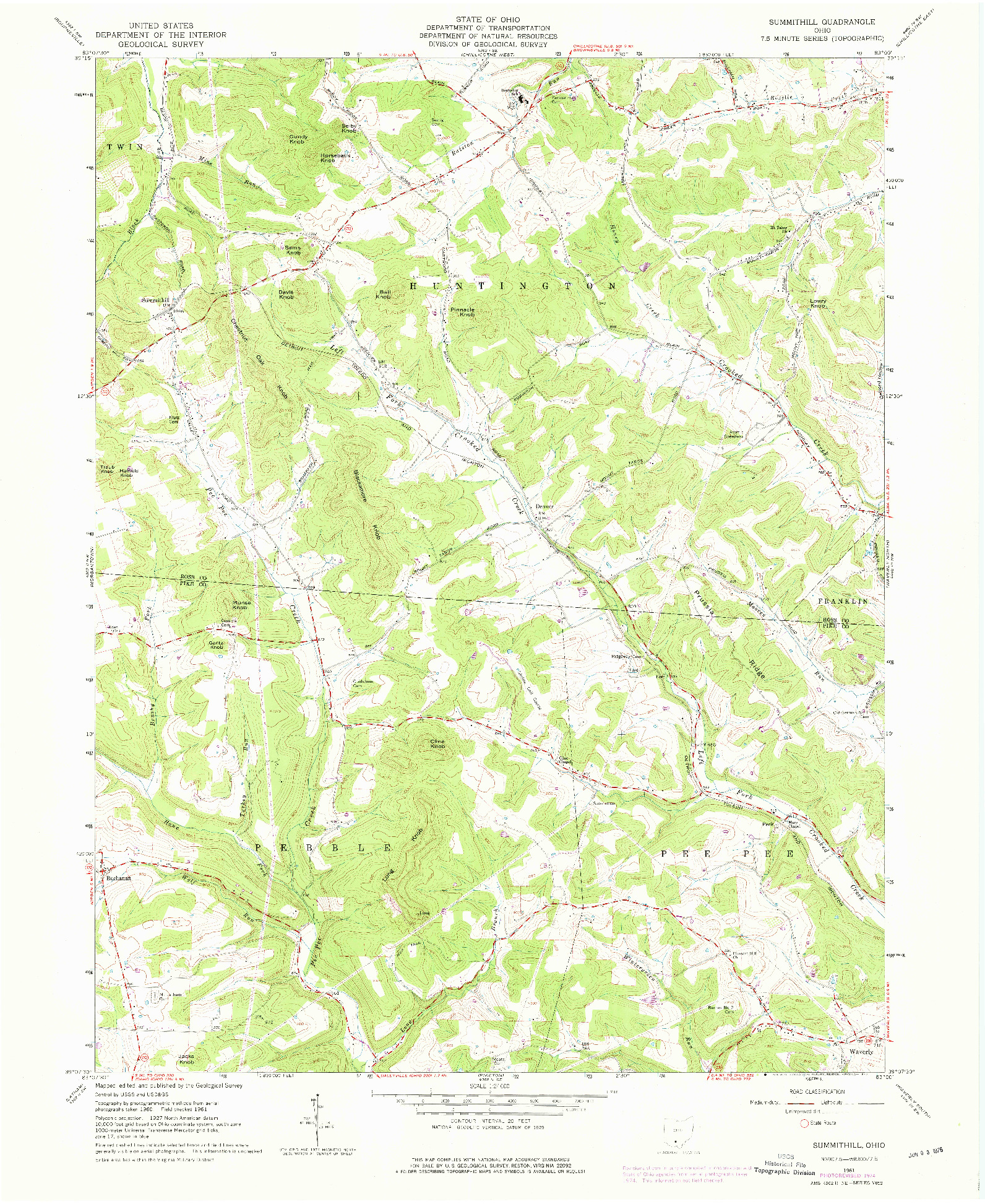USGS 1:24000-SCALE QUADRANGLE FOR SUMMITHILL, OH 1961