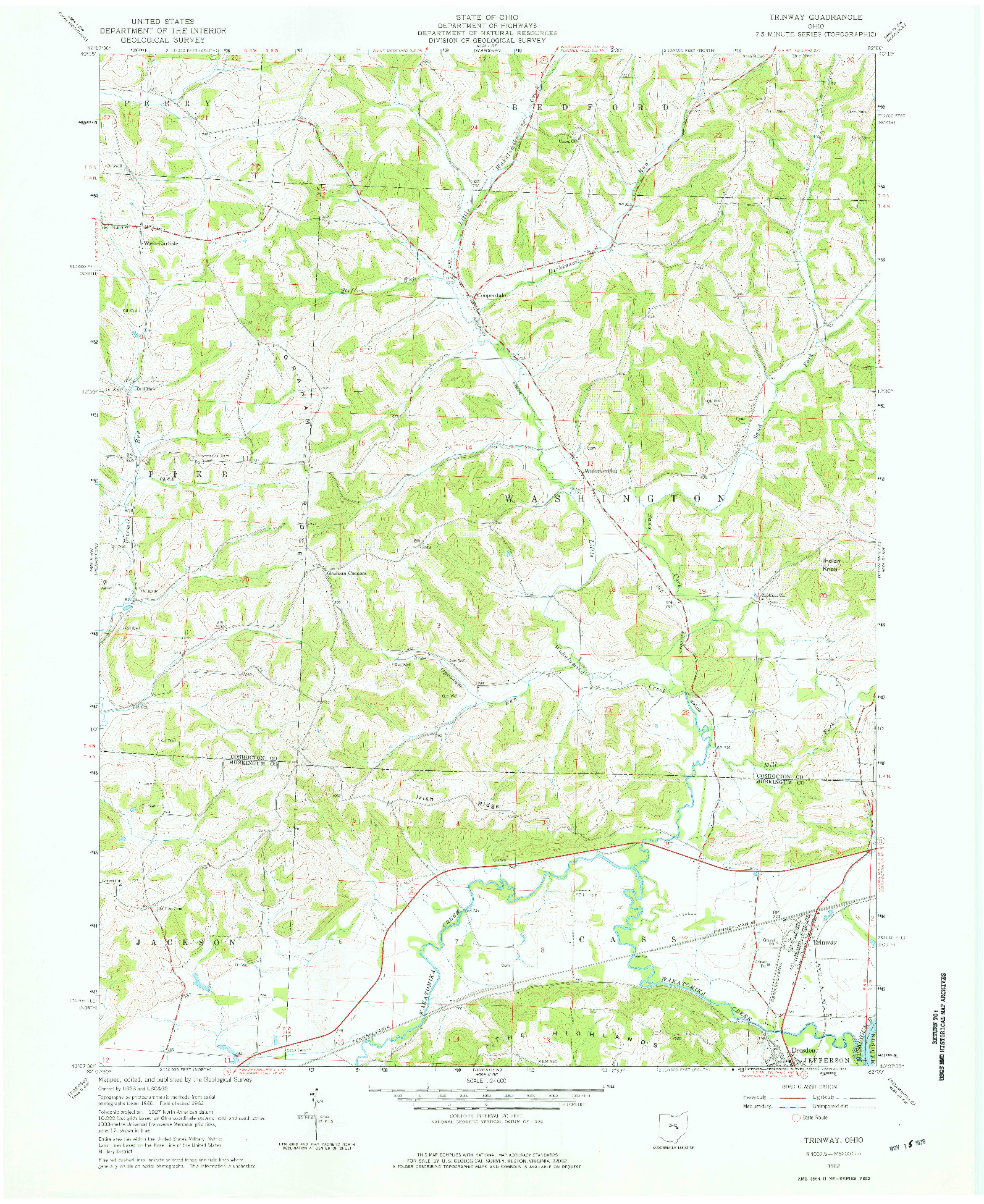 USGS 1:24000-SCALE QUADRANGLE FOR TRINWAY, OH 1962