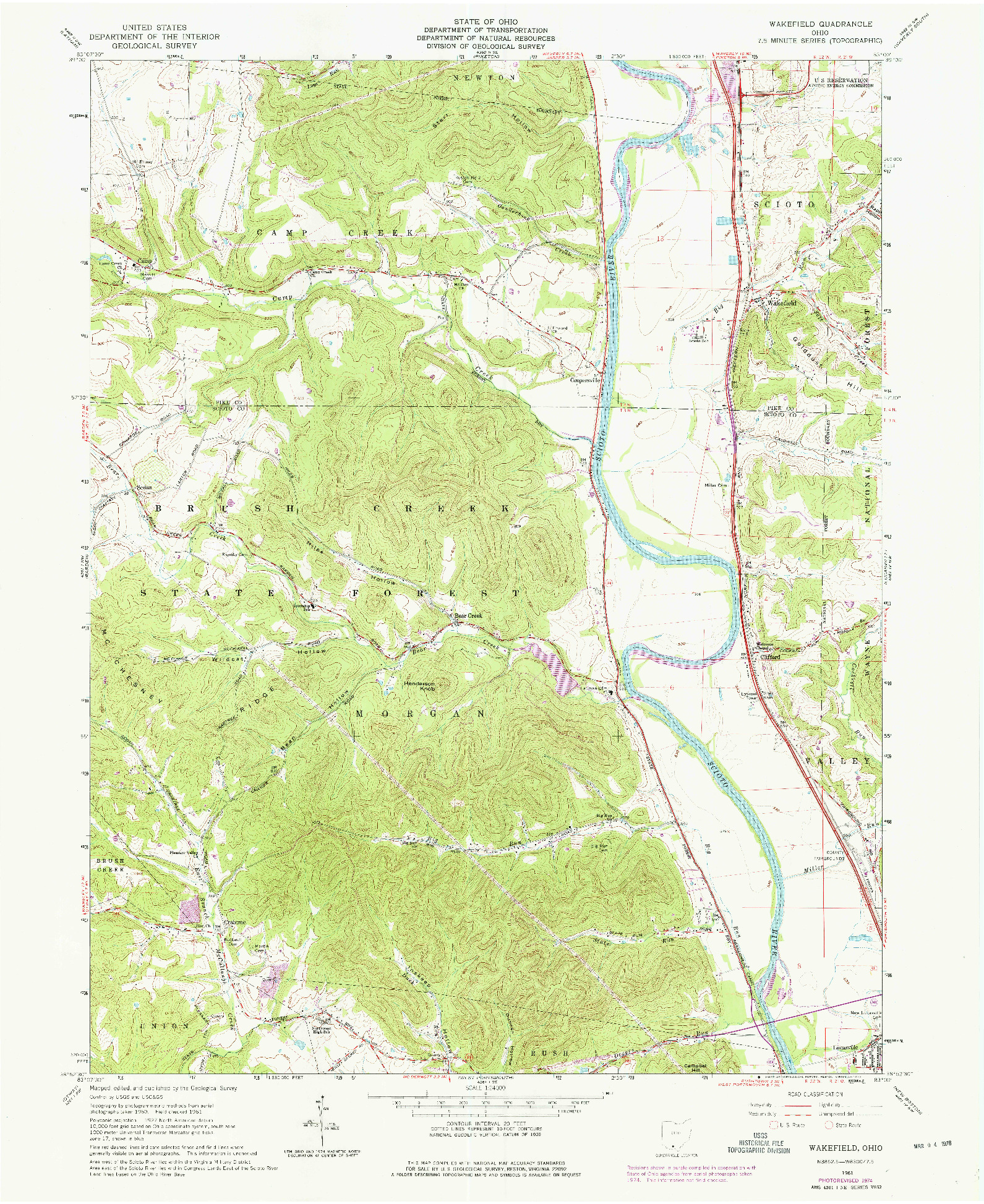 USGS 1:24000-SCALE QUADRANGLE FOR WAKEFIELD, OH 1961