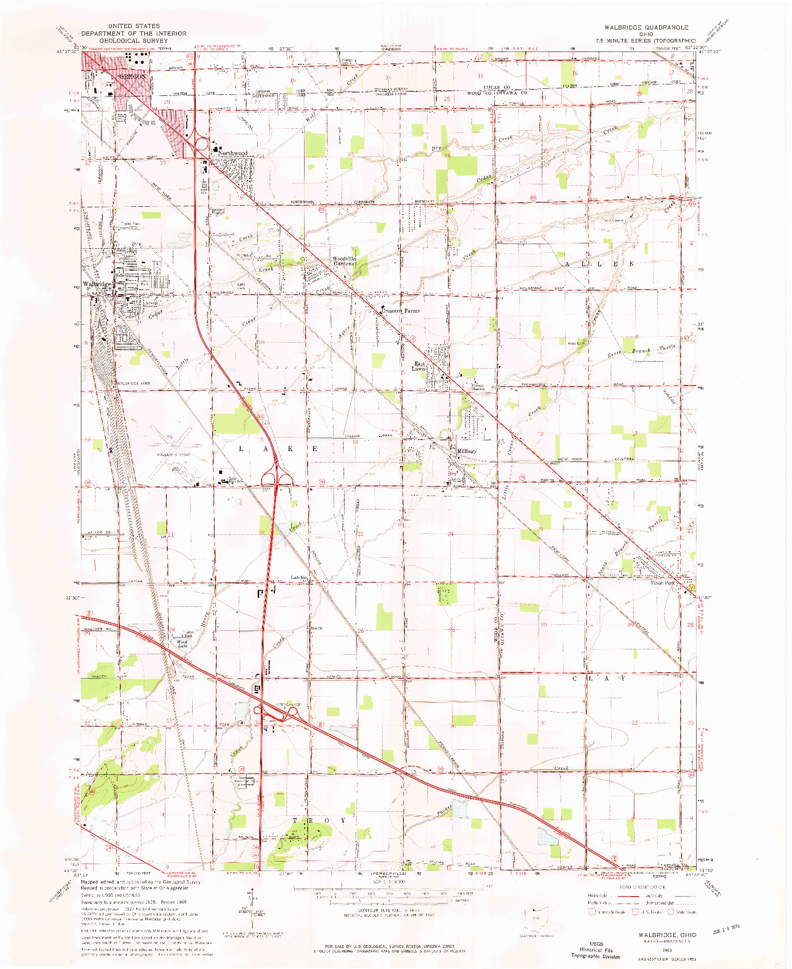 USGS 1:24000-SCALE QUADRANGLE FOR WALBRIDGE, OH 1965