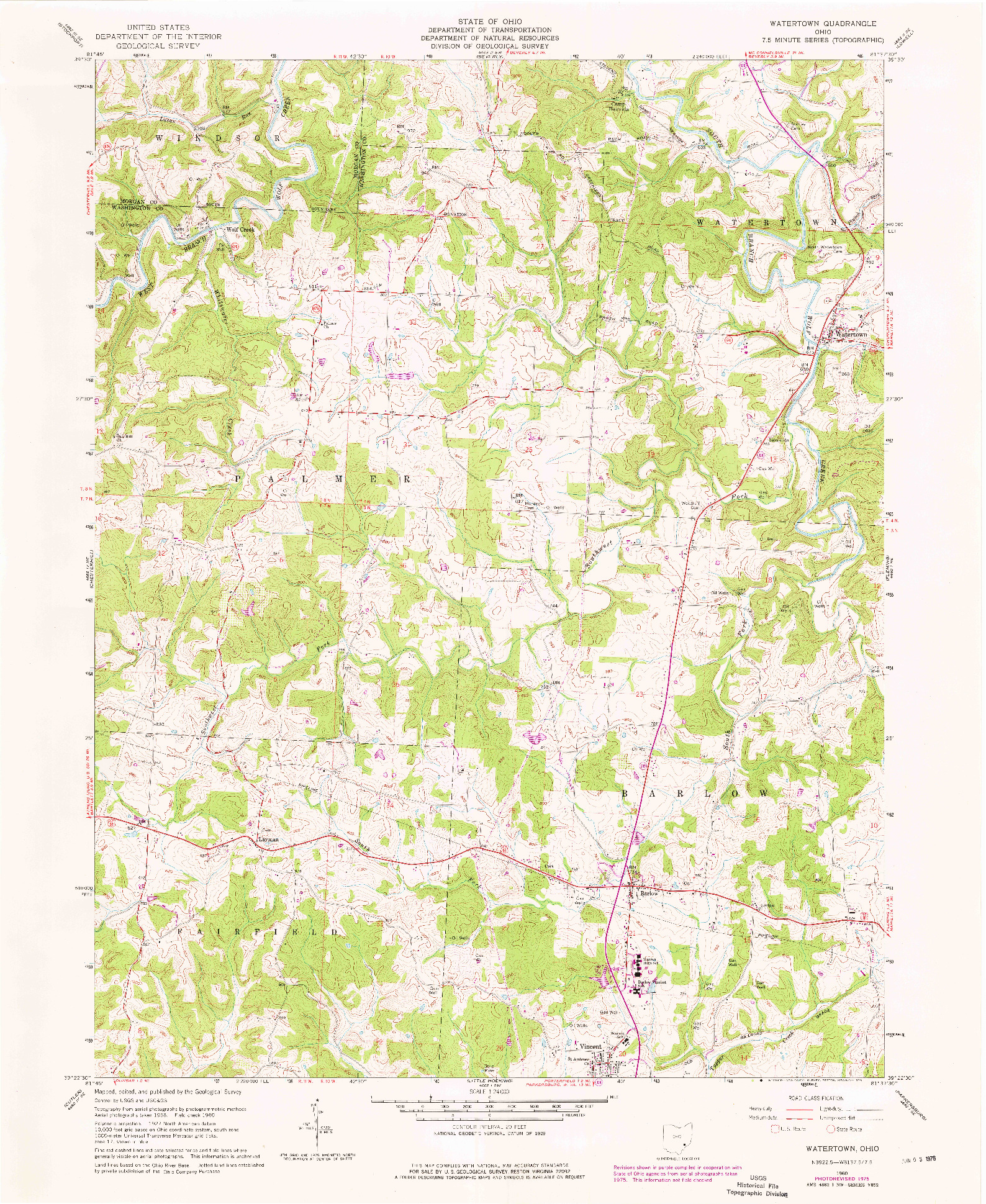 USGS 1:24000-SCALE QUADRANGLE FOR WATERTOWN, OH 1960