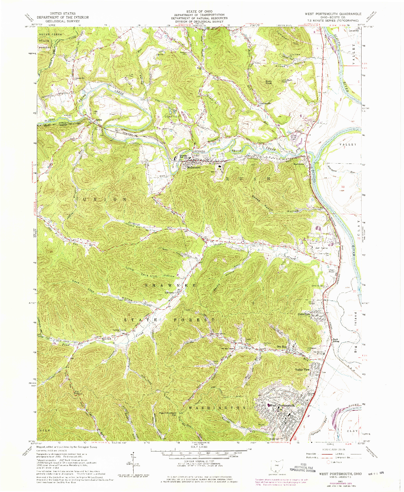 USGS 1:24000-SCALE QUADRANGLE FOR WEST PORTSMOUTH, OH 1961