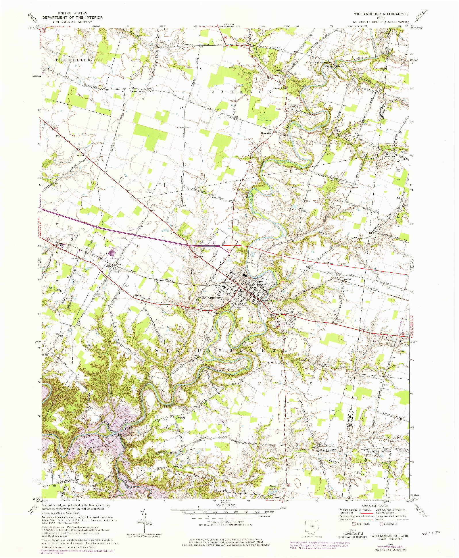 USGS 1:24000-SCALE QUADRANGLE FOR WILLIAMSBURG, OH 1968