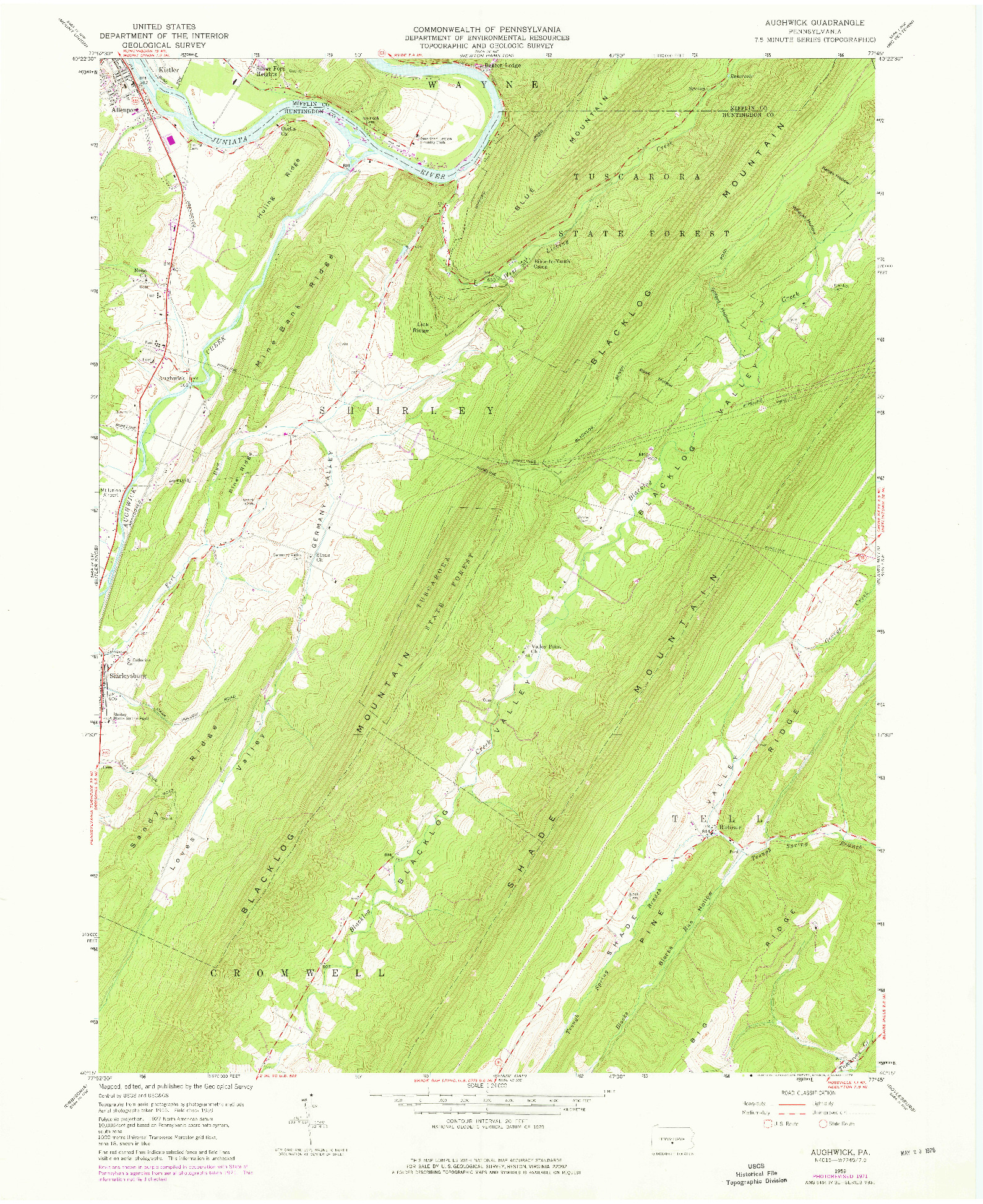 USGS 1:24000-SCALE QUADRANGLE FOR AUGHWICK, PA 1959