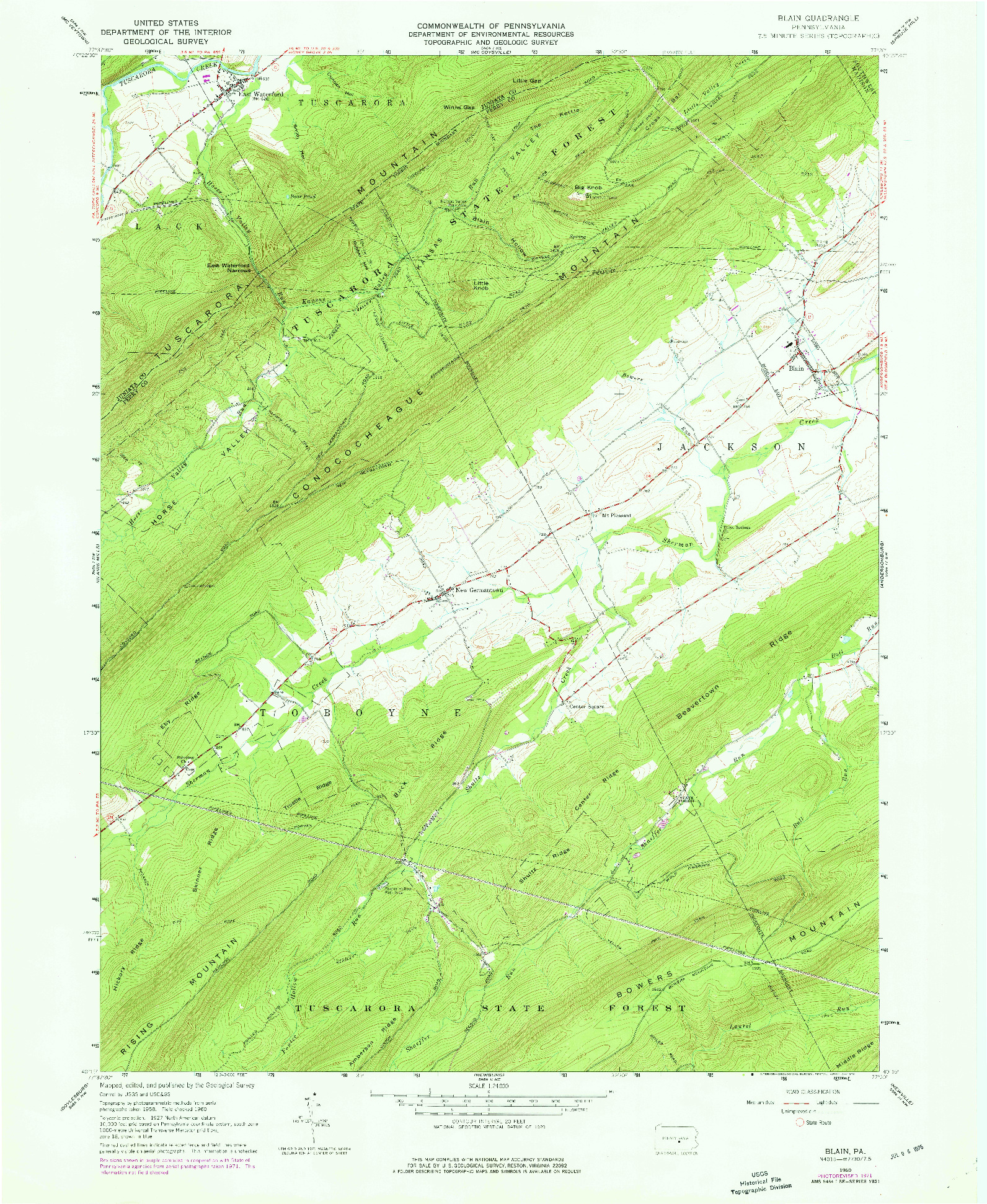 USGS 1:24000-SCALE QUADRANGLE FOR BLAIN, PA 1960
