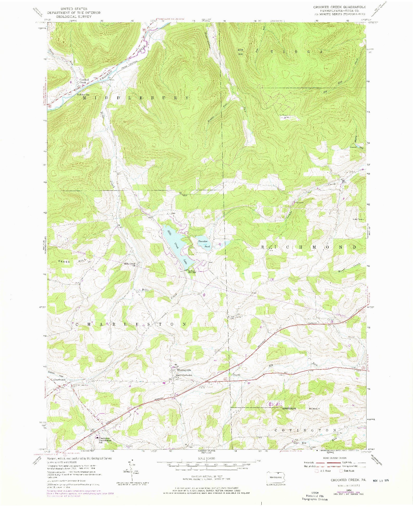 USGS 1:24000-SCALE QUADRANGLE FOR CROOKED CREEK, PA 1954