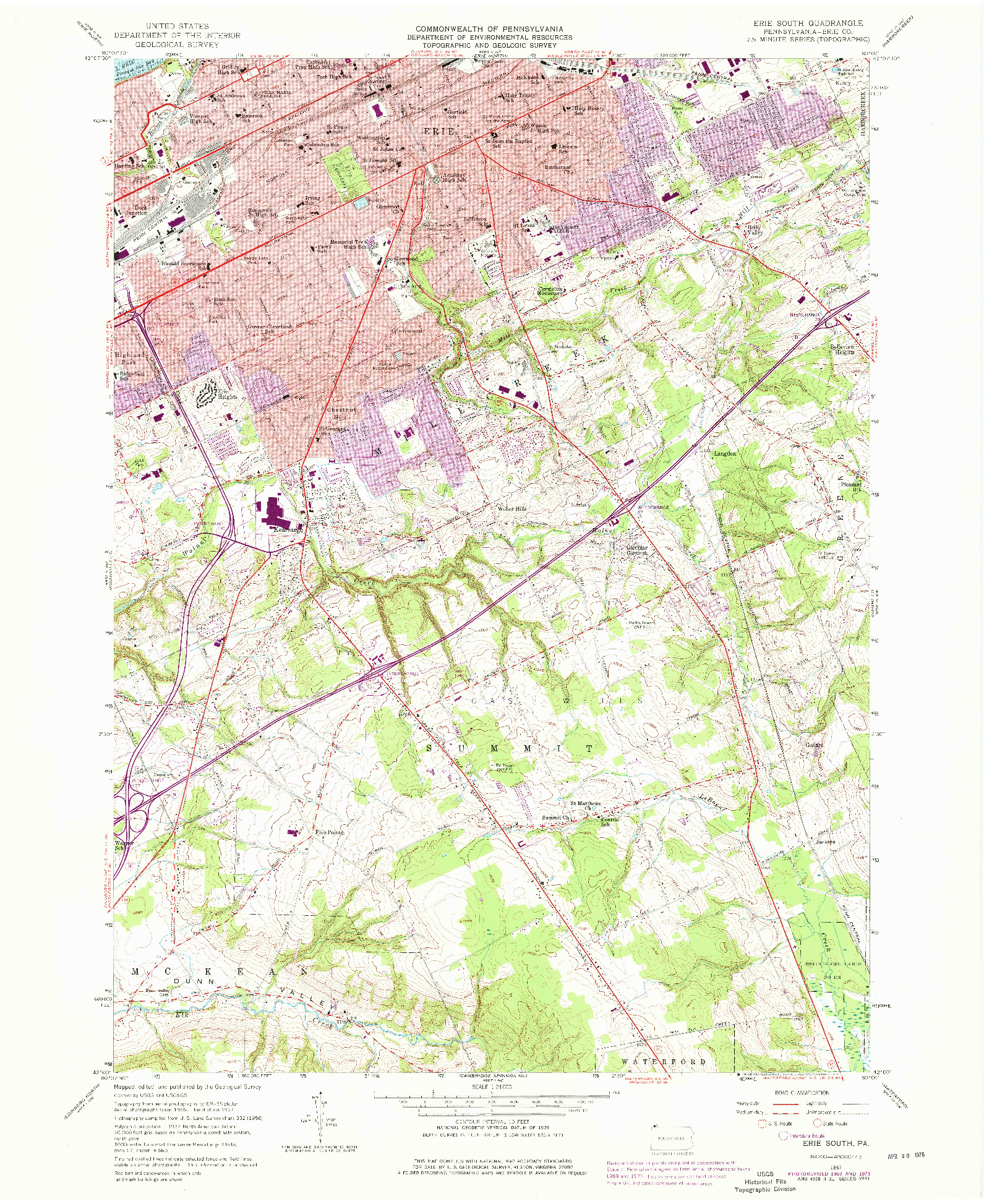 USGS 1:24000-SCALE QUADRANGLE FOR ERIE SOUTH, PA 1957