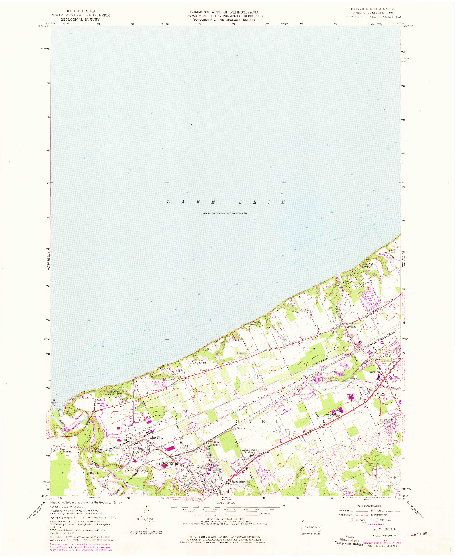 USGS 1:24000-SCALE QUADRANGLE FOR FAIRVIEW, PA 1957
