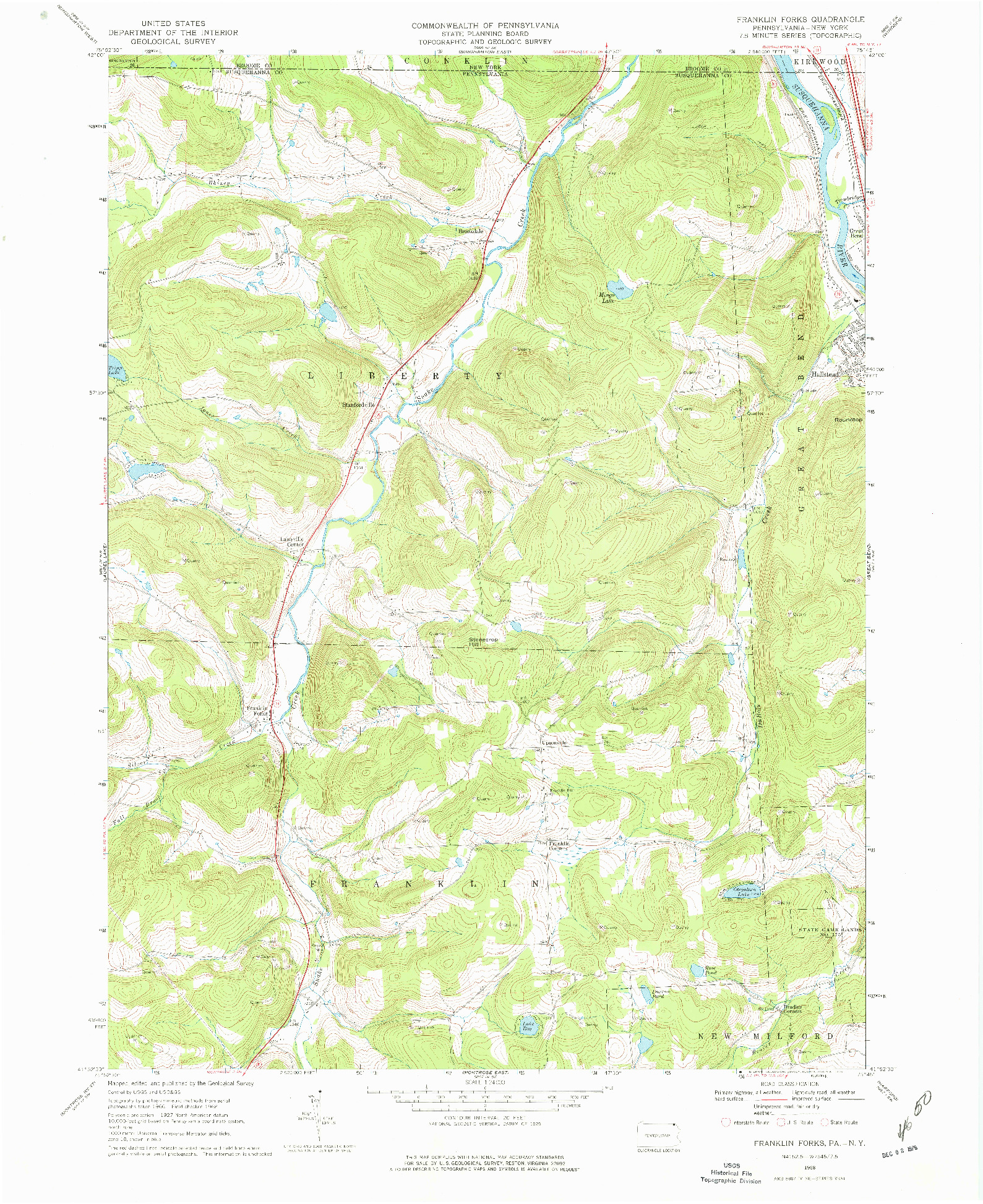 USGS 1:24000-SCALE QUADRANGLE FOR FRANKLIN FORKS, PA 1968