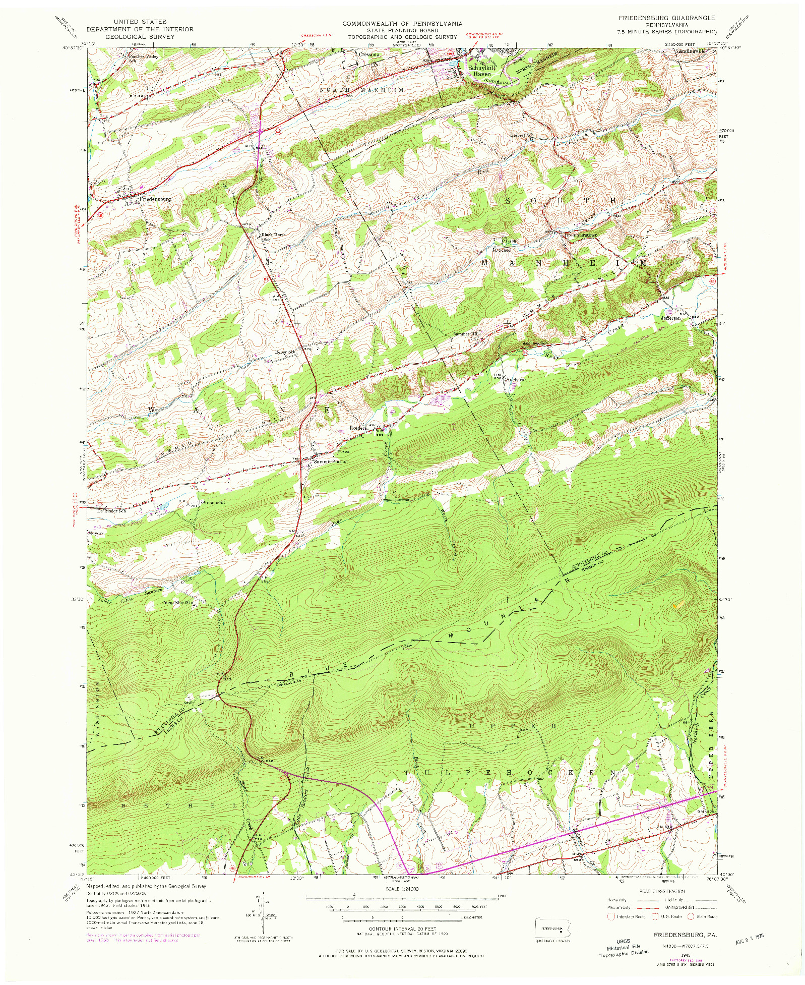 USGS 1:24000-SCALE QUADRANGLE FOR FRIEDENSBURG, PA 1945