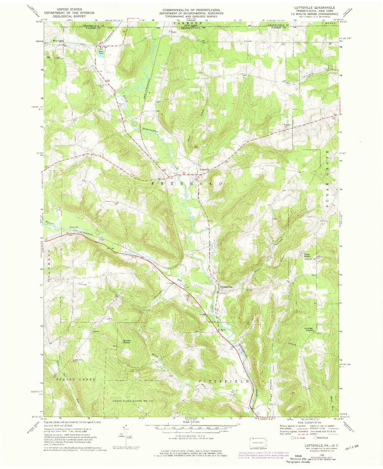 USGS 1:24000-SCALE QUADRANGLE FOR LOTTSVILLE, PA 1968