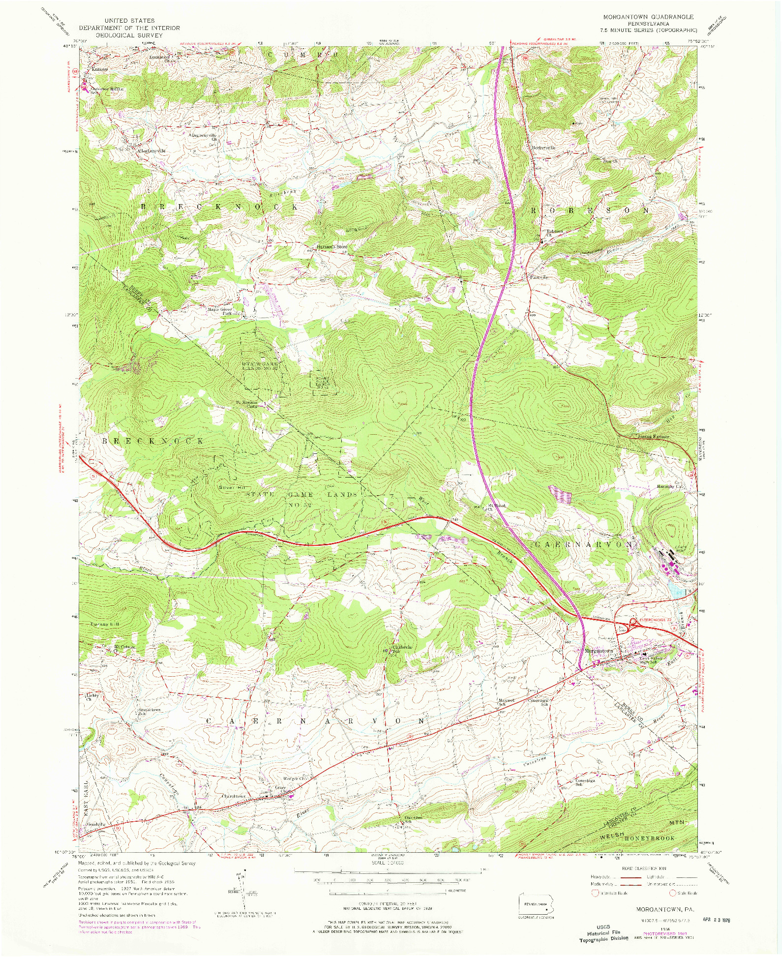 USGS 1:24000-SCALE QUADRANGLE FOR MORGANTOWN, PA 1956