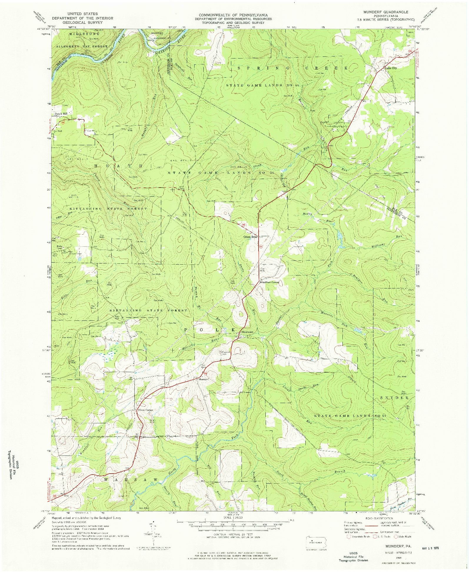 USGS 1:24000-SCALE QUADRANGLE FOR MUNDERF, PA 1969