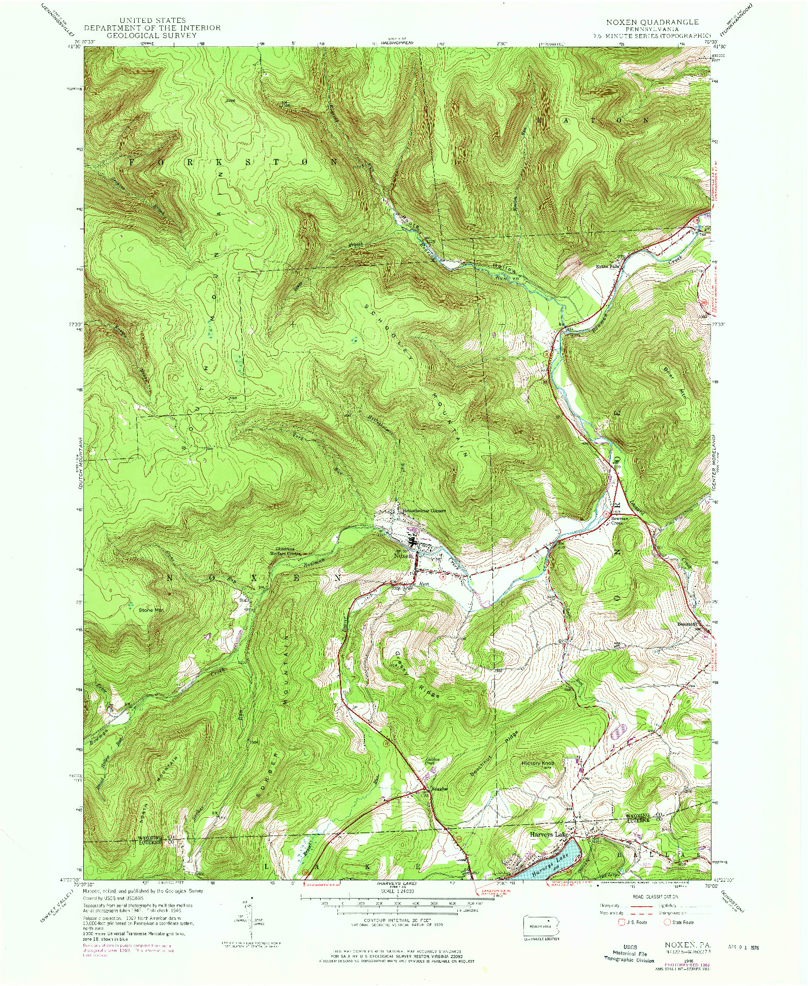 USGS 1:24000-SCALE QUADRANGLE FOR NOXEN, PA 1946