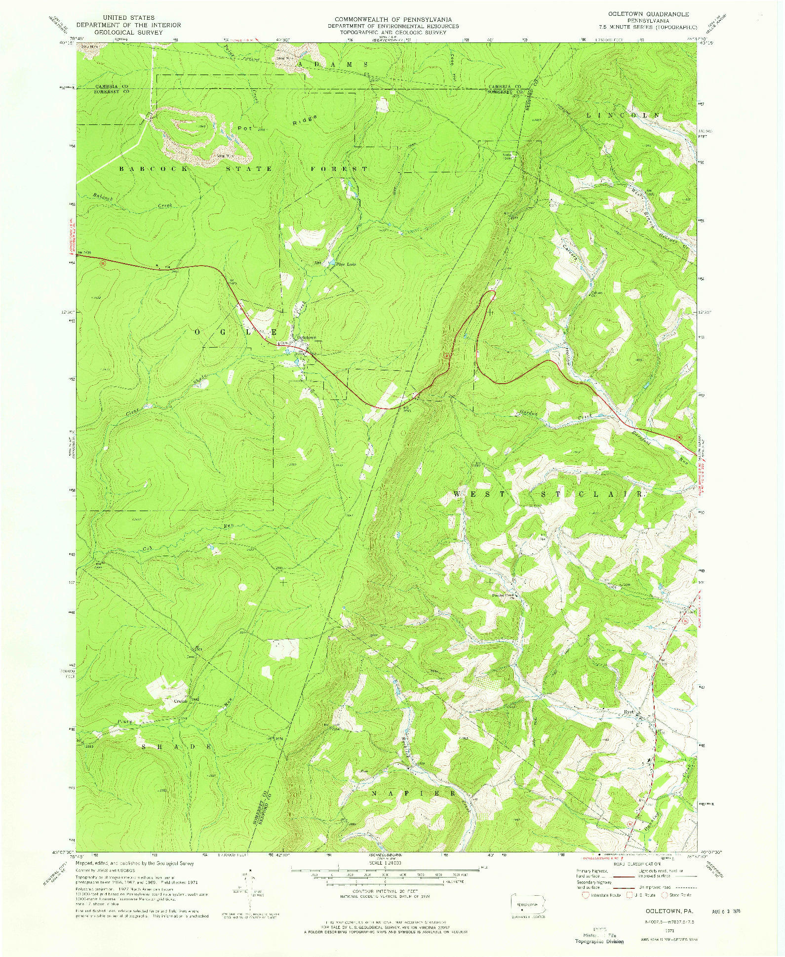 USGS 1:24000-SCALE QUADRANGLE FOR OGLETOWN, PA 1971